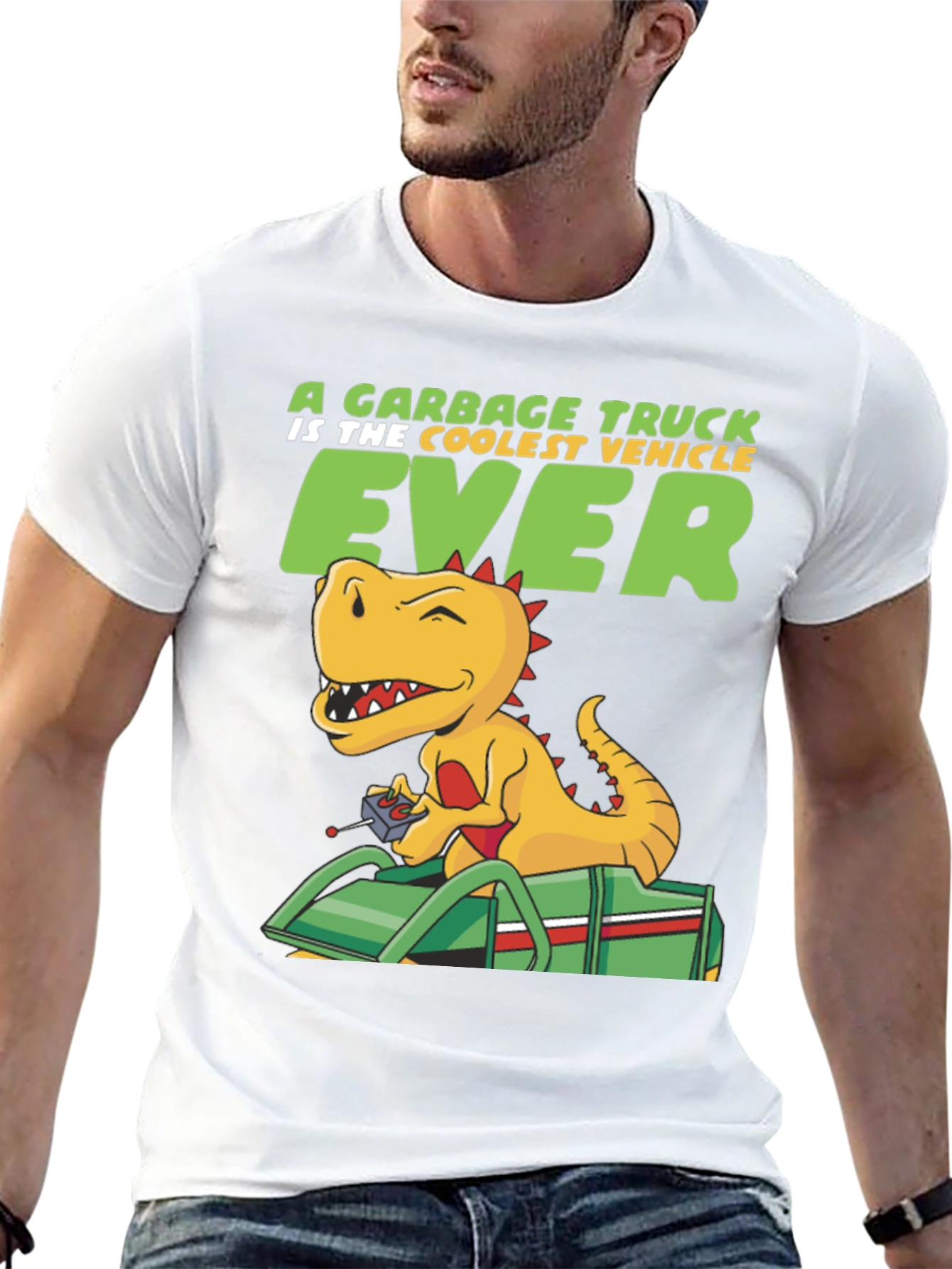 Cool Dinosaur Garbage Truck T-Shirt