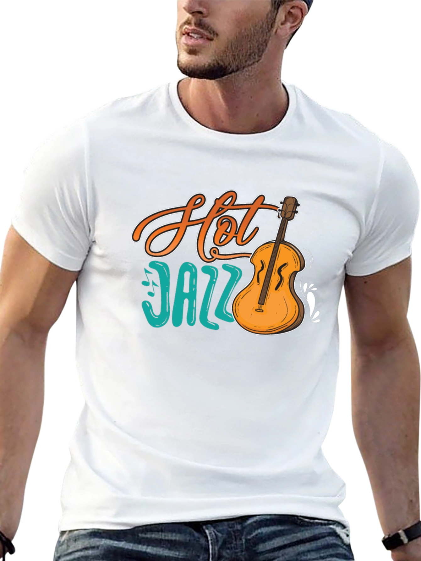 Hot Jazz Graphic Print Black T-Shirt
