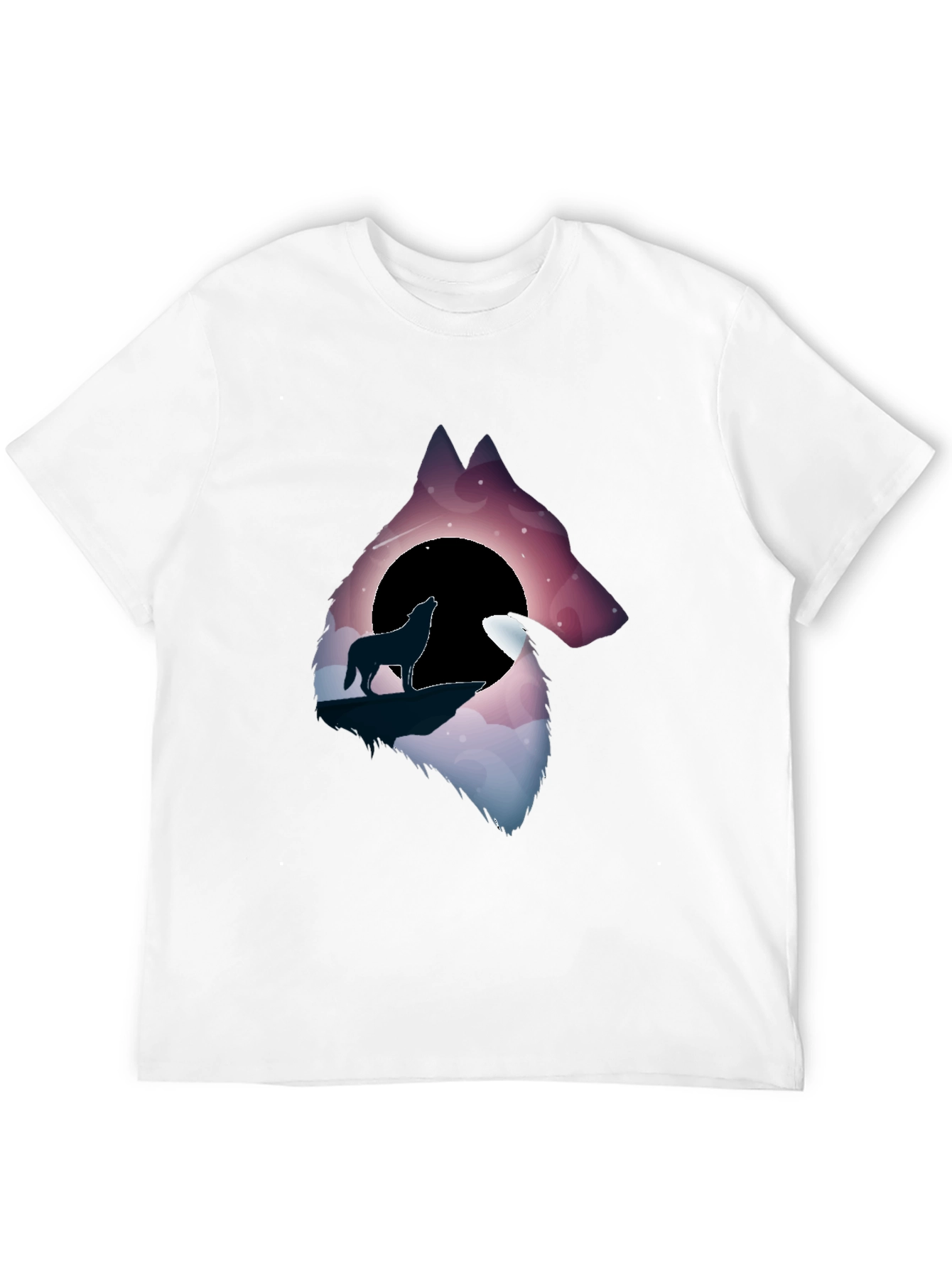 Wolf Silhouette Graphic Tee - Stylish Mens Black T-Shirt
