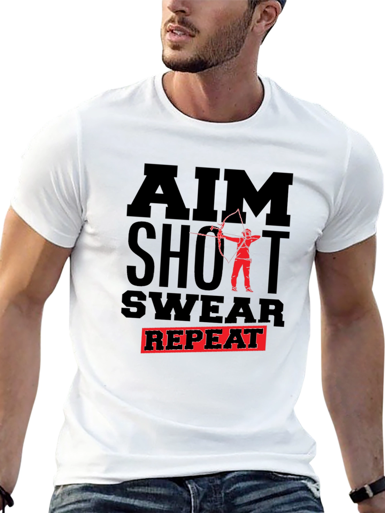 Archery AIM Shoot Swear Repeat Graphic Tee