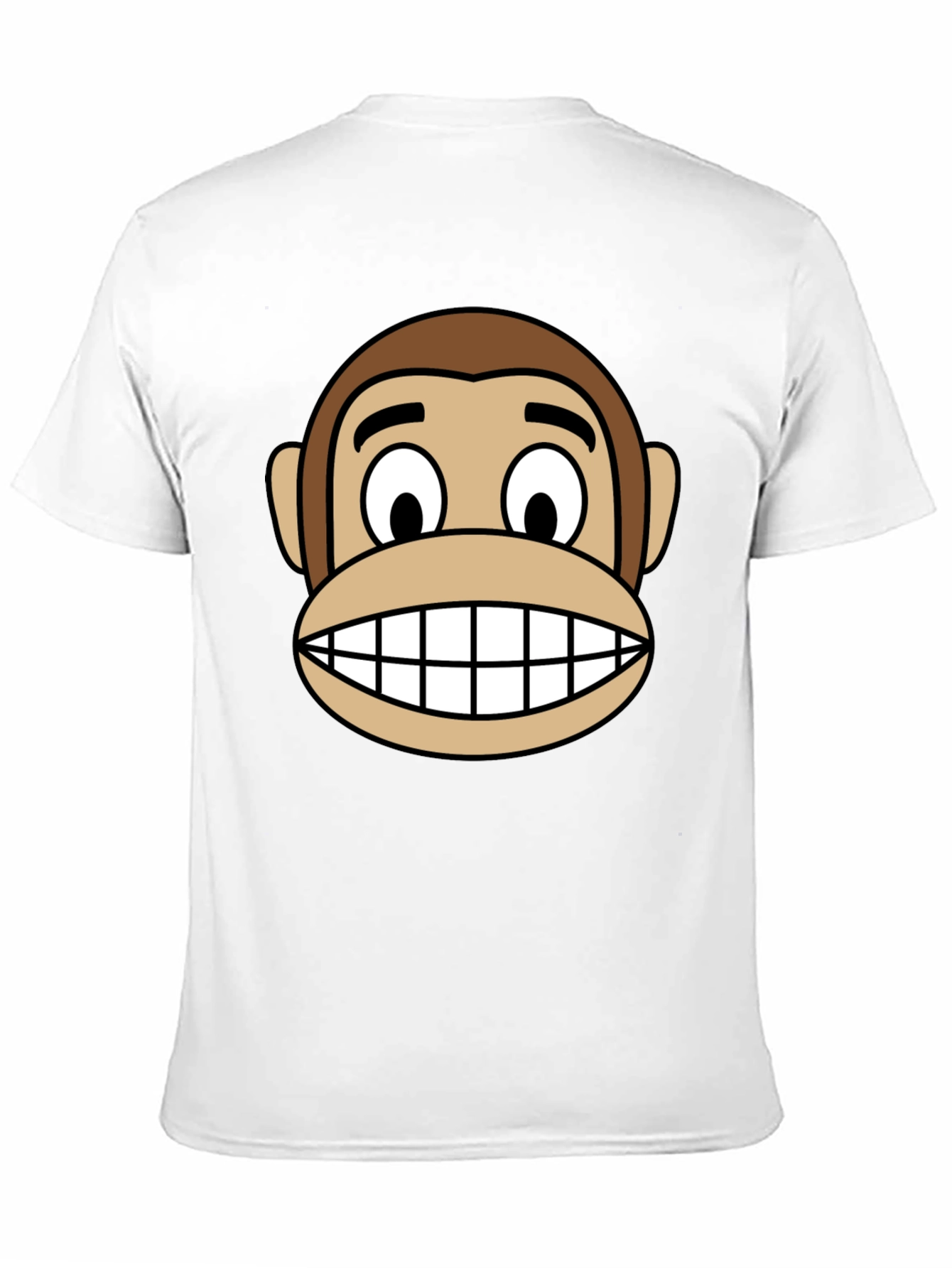 Cartoon Monkey Face Graphic Tee - Unisex Black T-Shirt