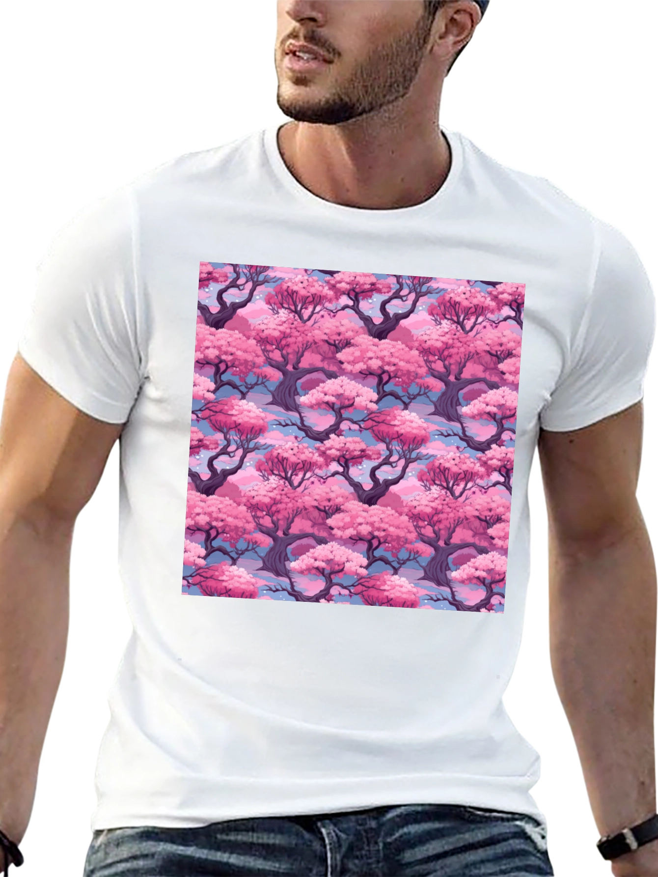 Sakura Tree Print Black T-Shirt