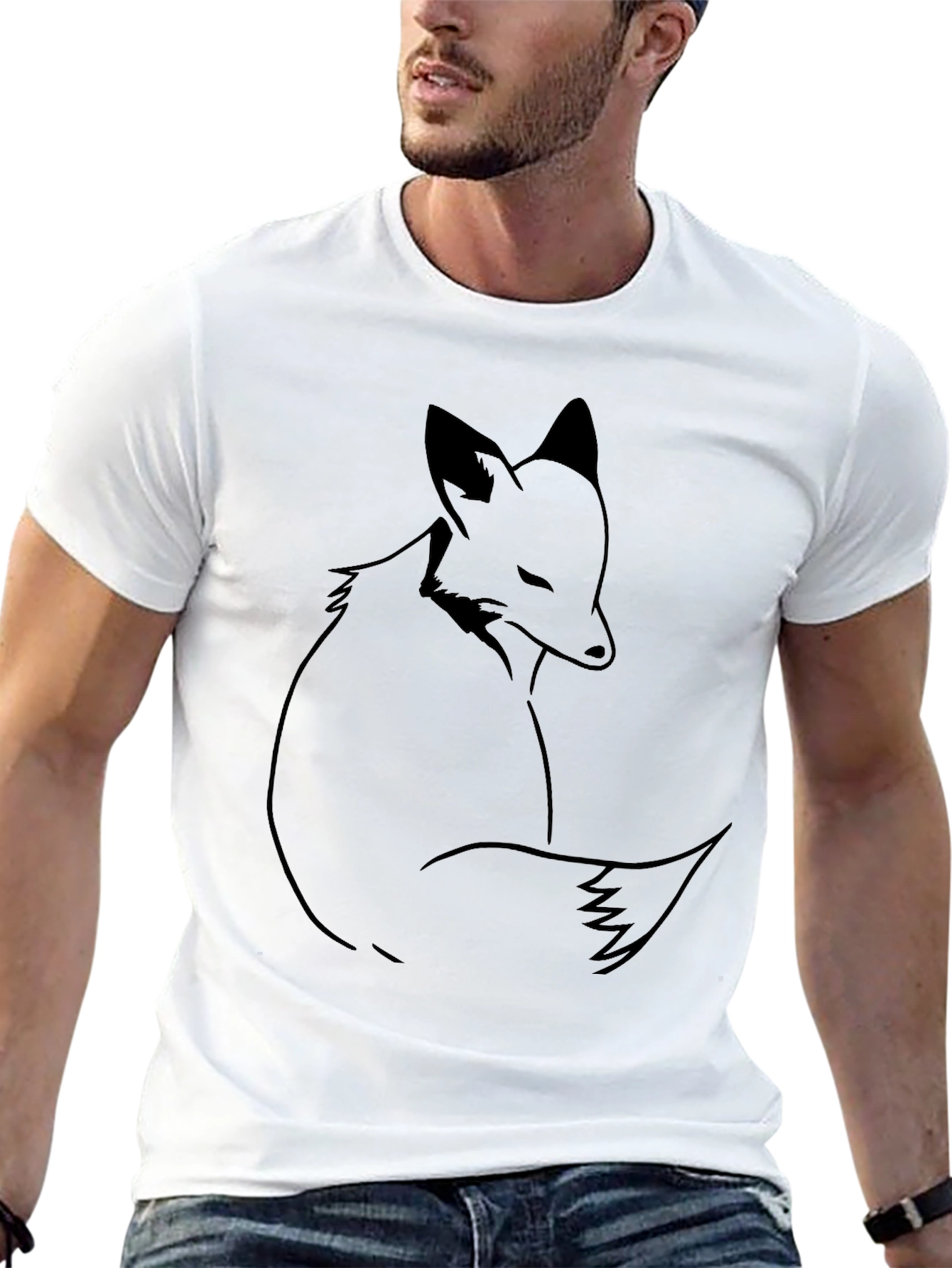 Minimalist Fox Graphic Black T-Shirt