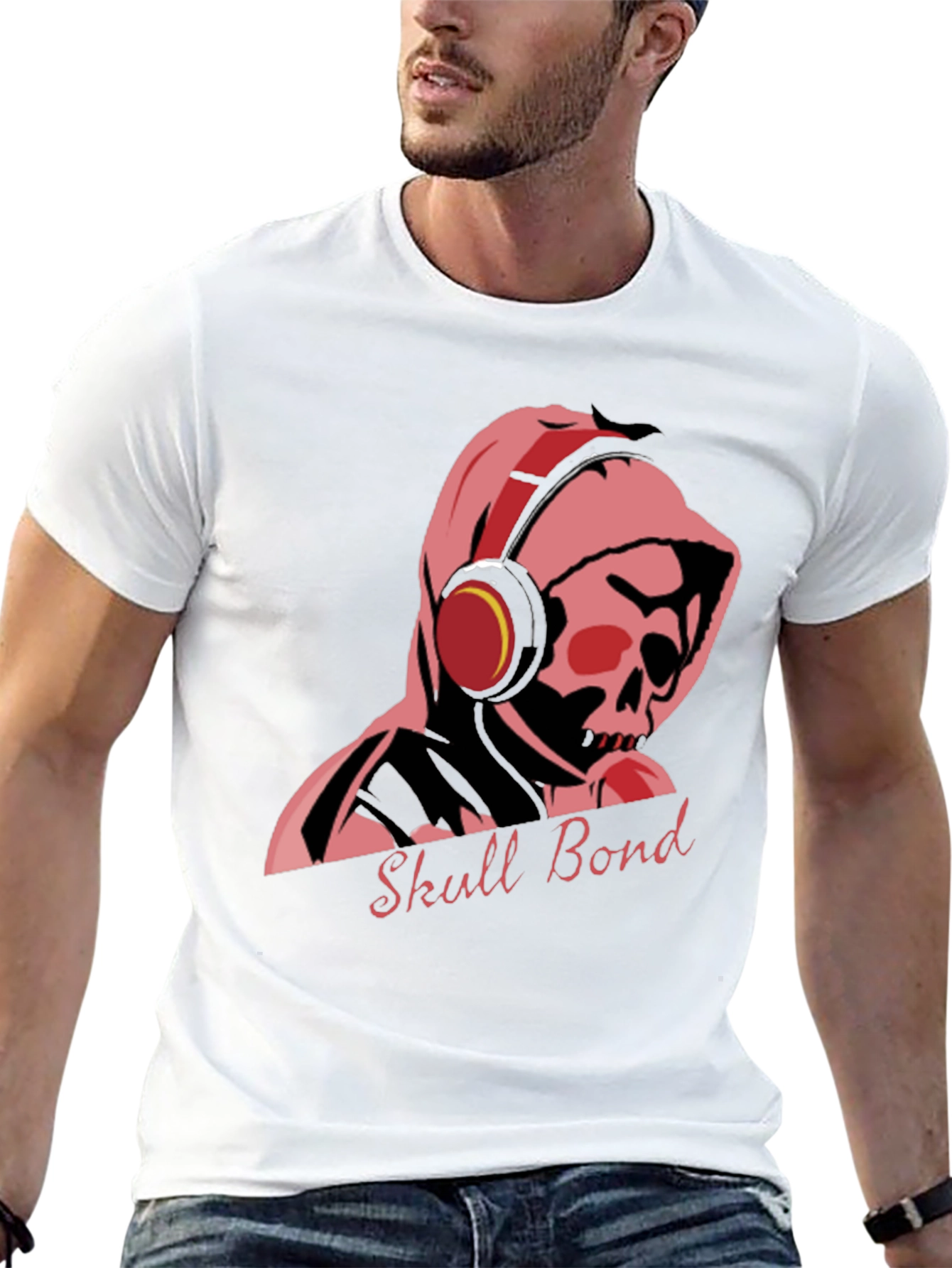 Skull Bond Graphic Tee - Cool Black Cotton T-Shirt
