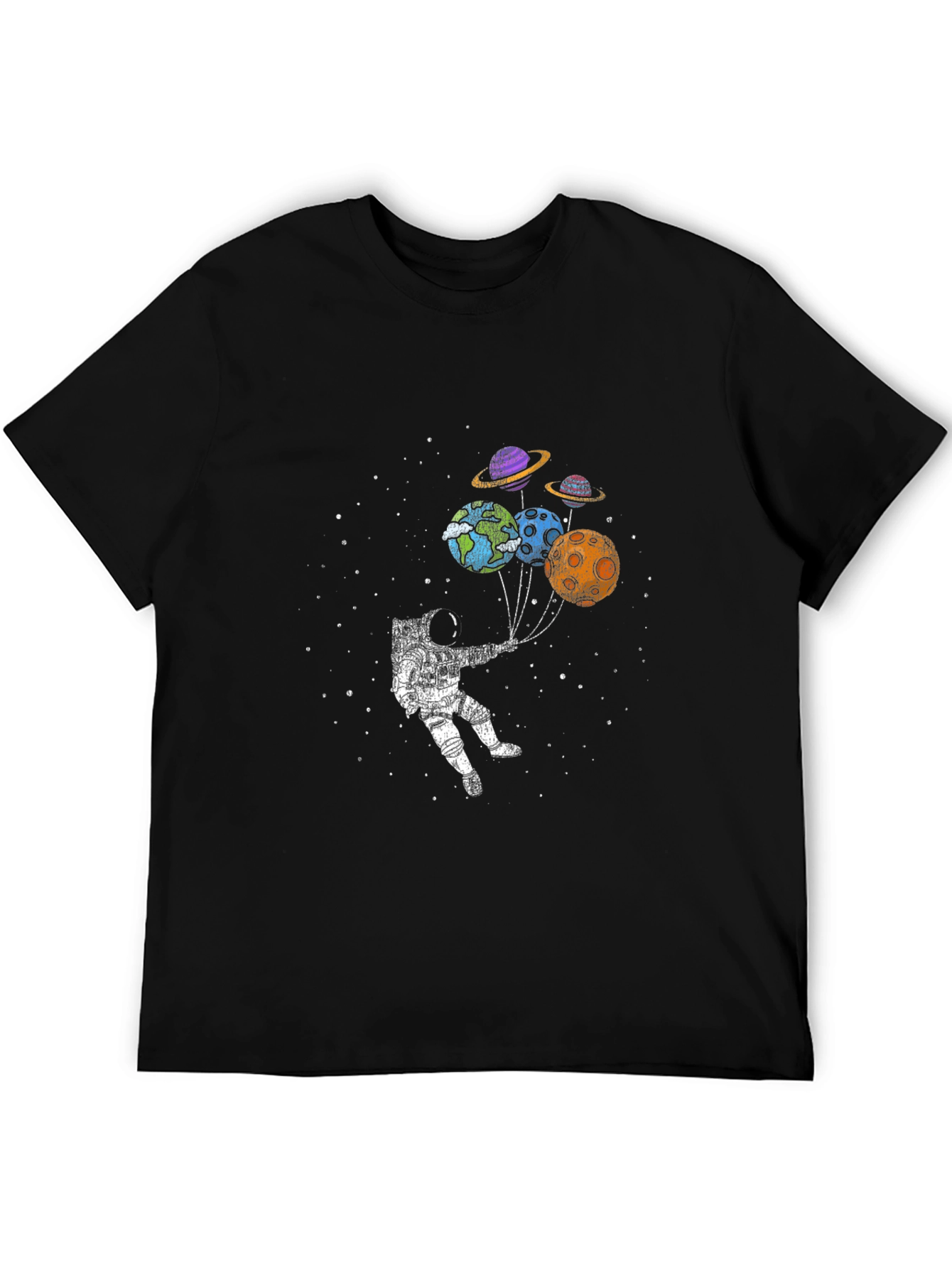 Astronaut Planet Balloon Graphic T-Shirt