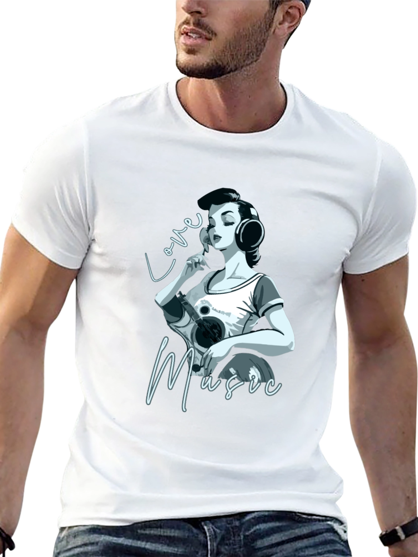 Love Music Graphic Black T-Shirt