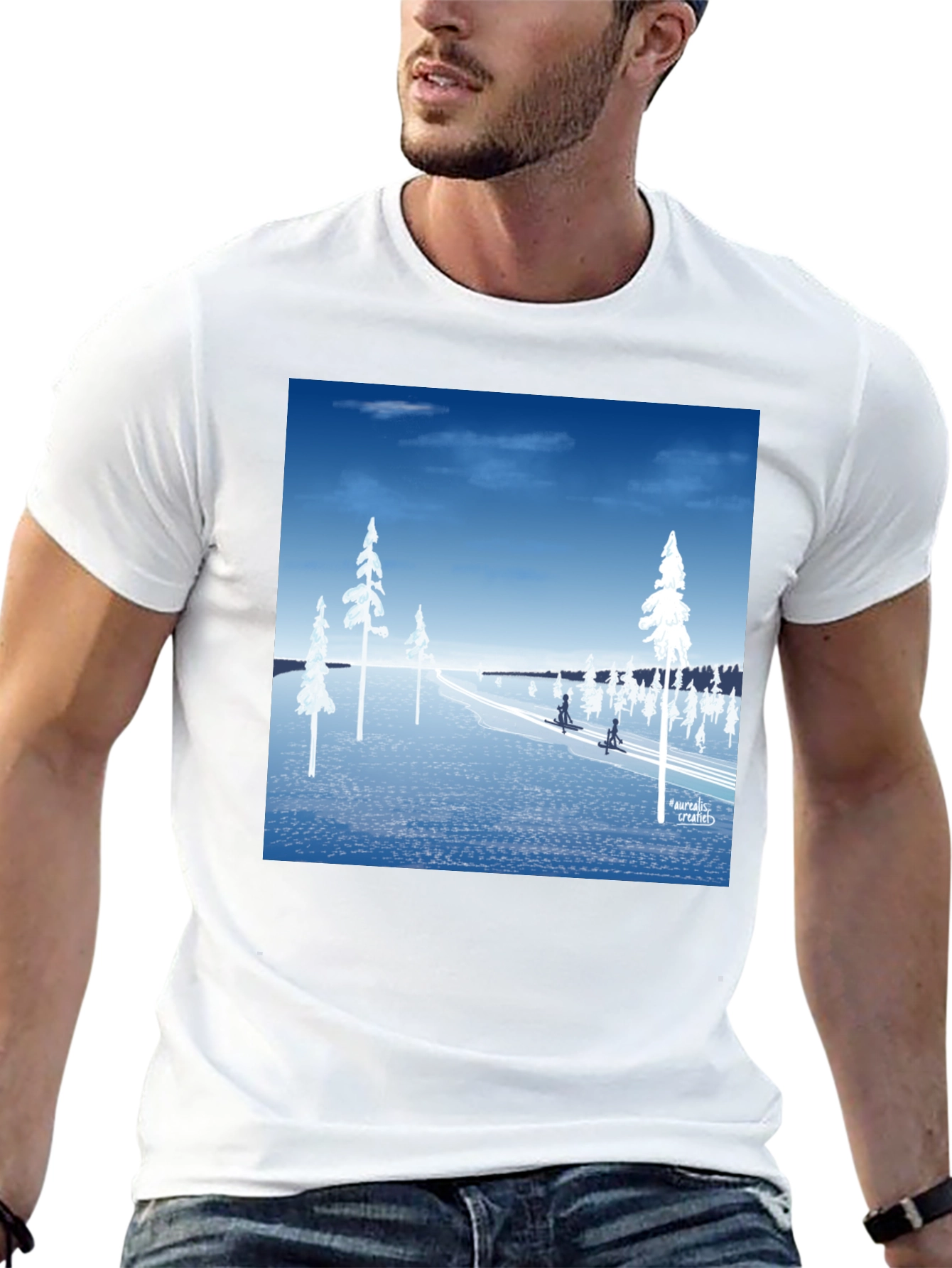 Winter Landscape Tee: Nordic Skiing Design
