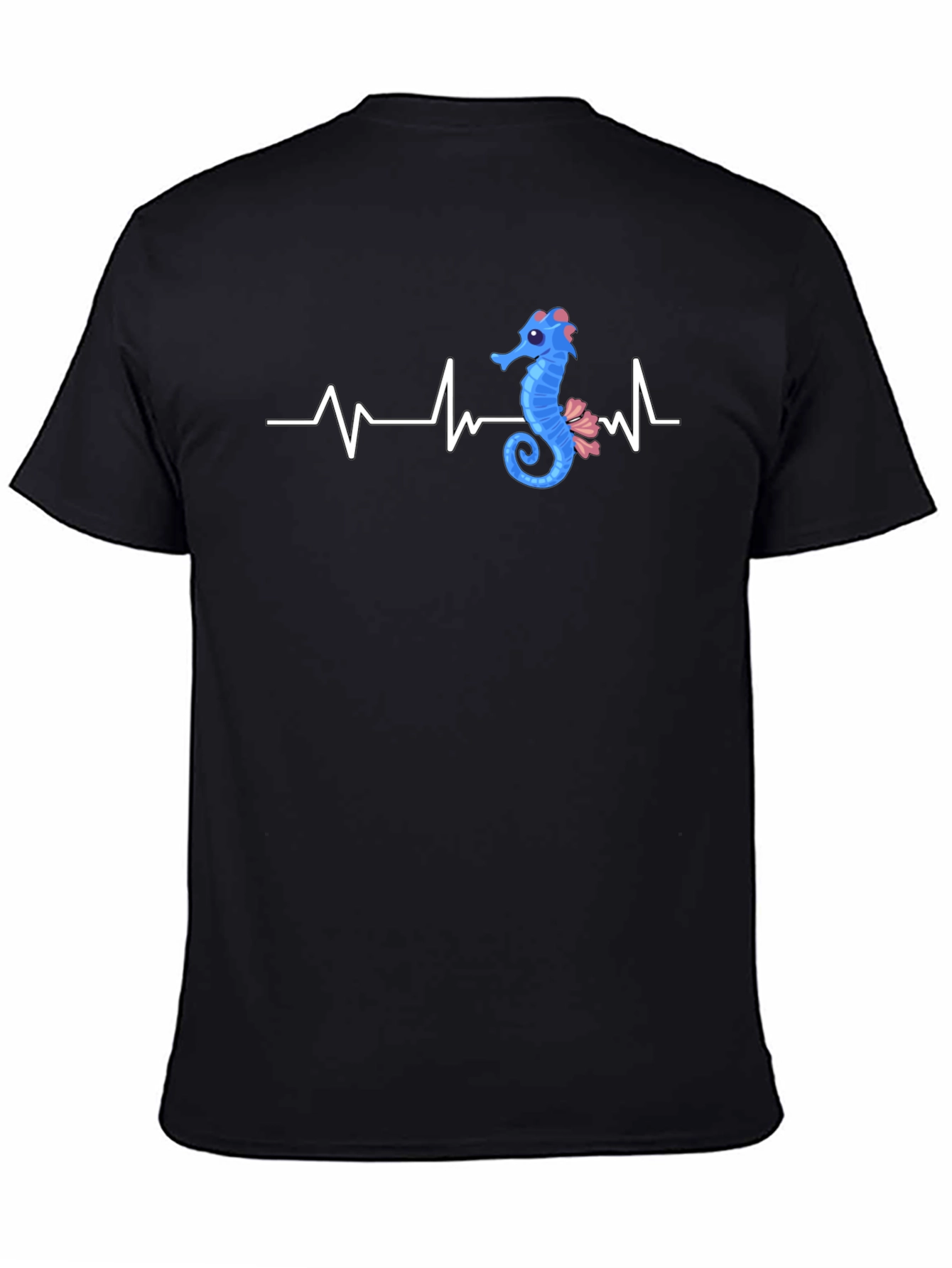 Seahorse Heartbeat Graphic Tee - Black