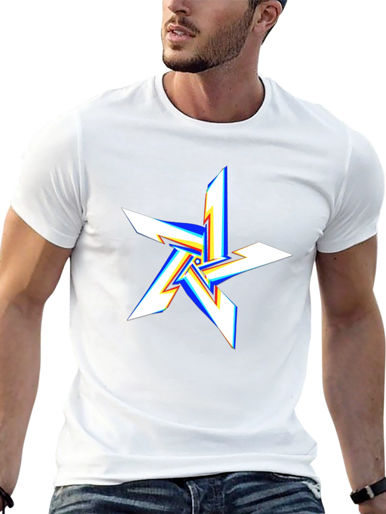 Edgy Glitch Star Black T-Shirt