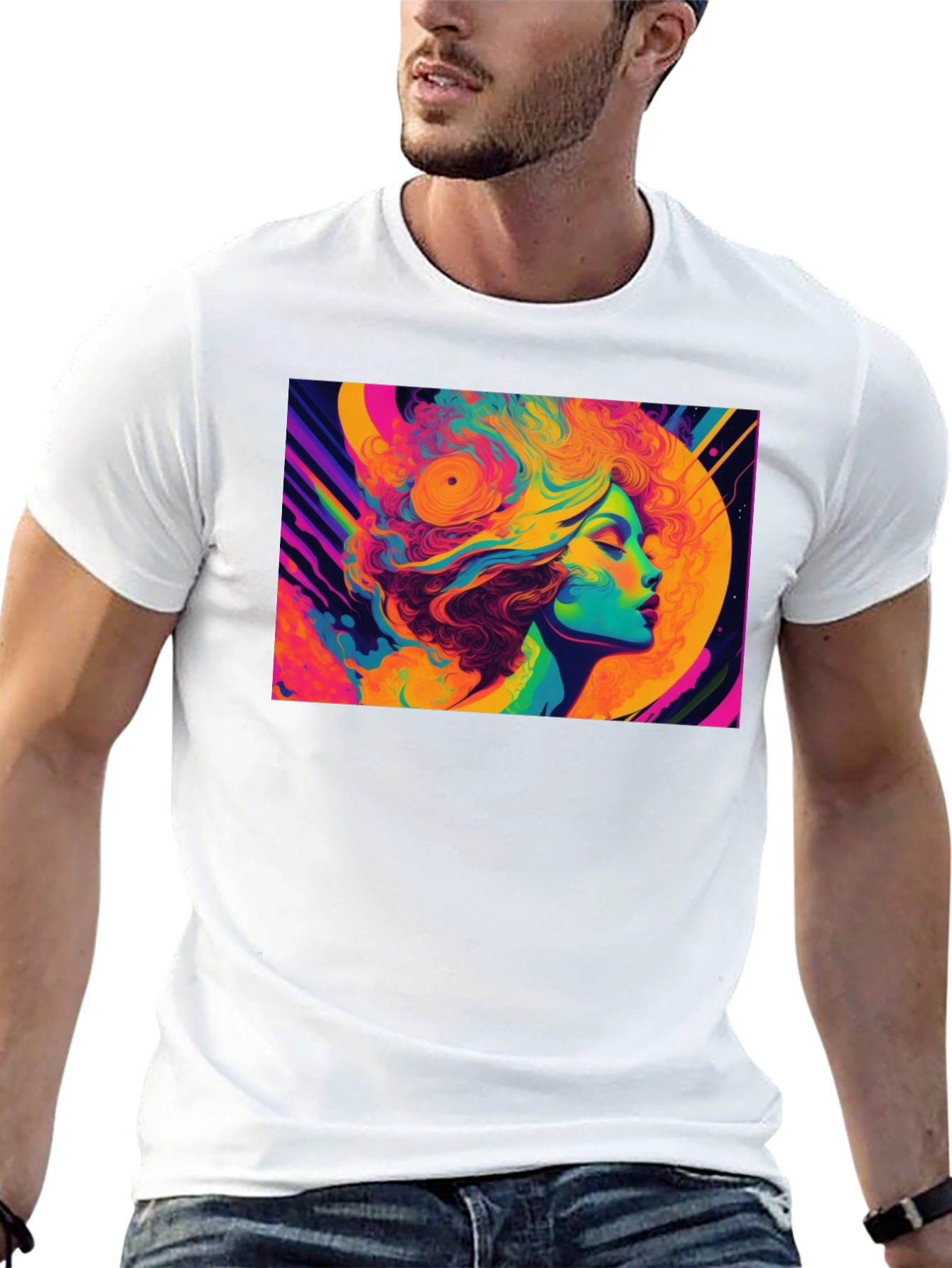 Psychedelic Woman Portrait Graphic T-Shirt