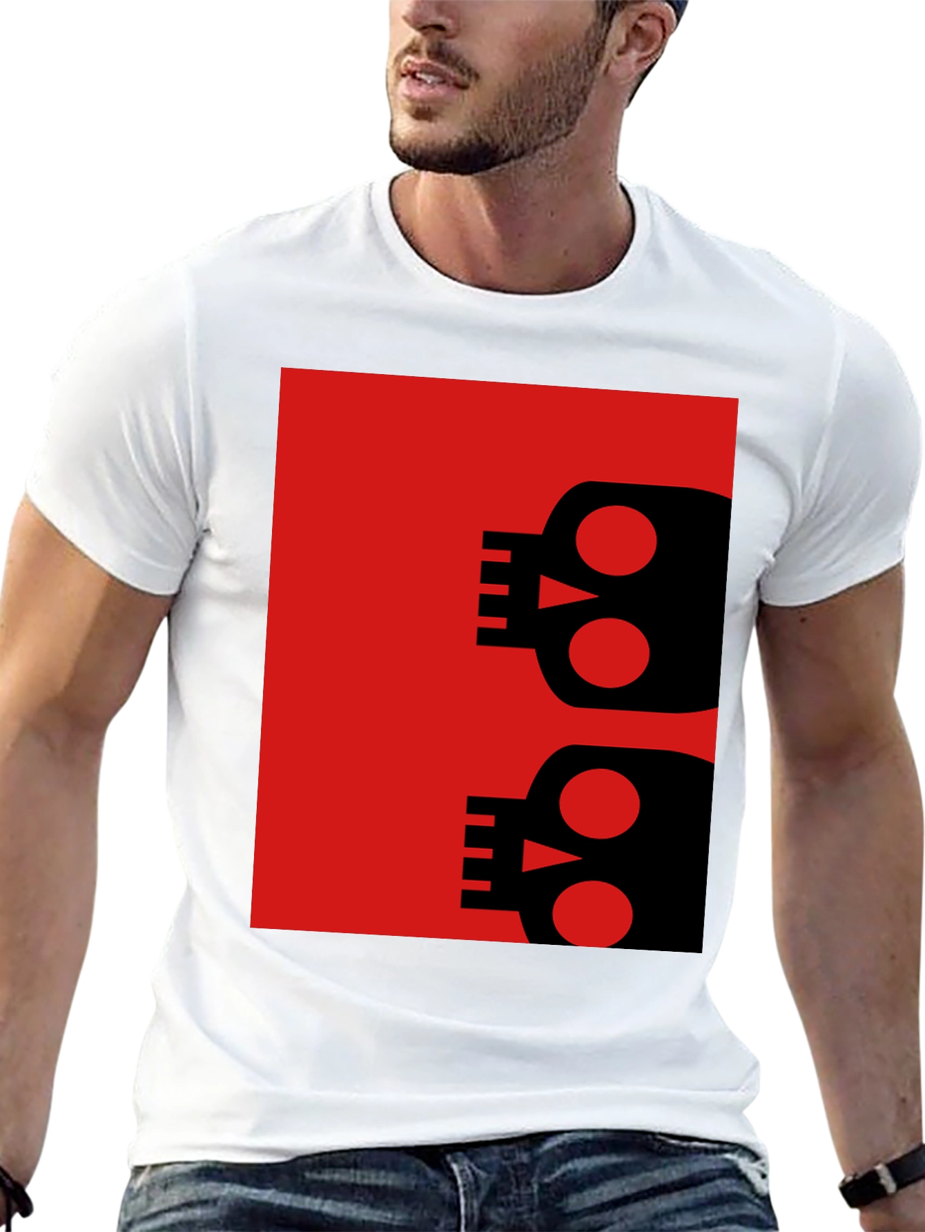 Modern Skull Graphic Tee - Black