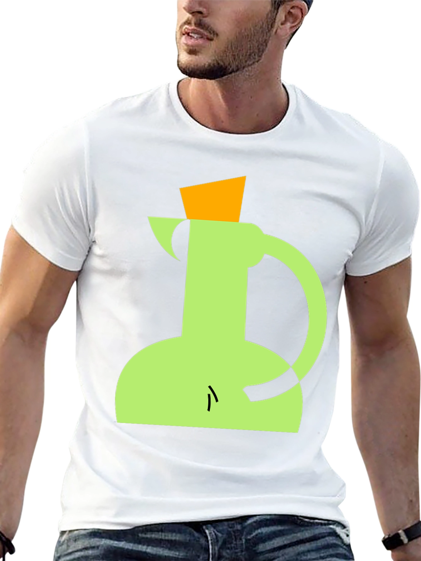 Geometric Pitcher Graphic Tee - Modern Art Style