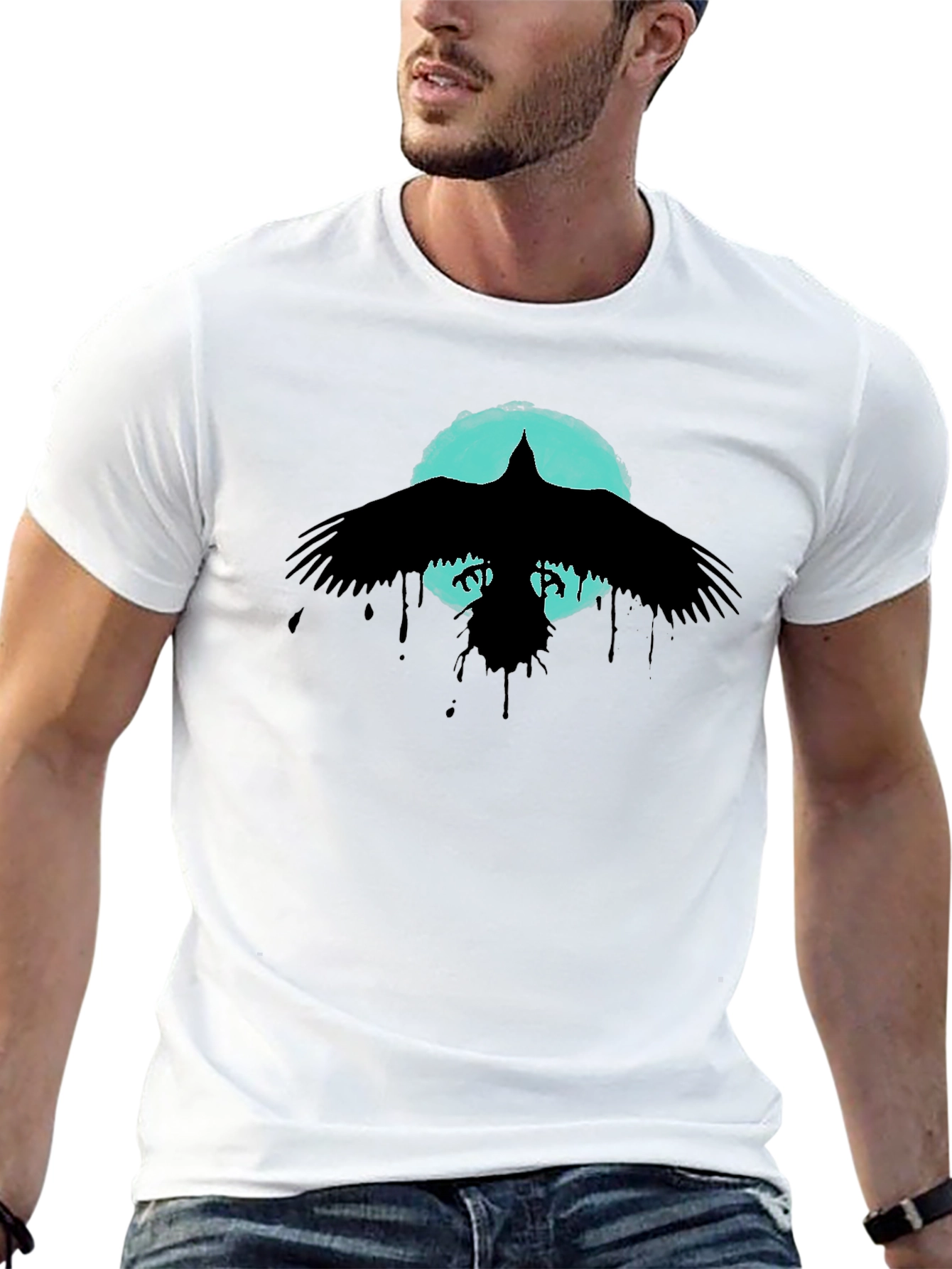 Raven Silhouette T-Shirt - Stylish Bird Graphic Tee