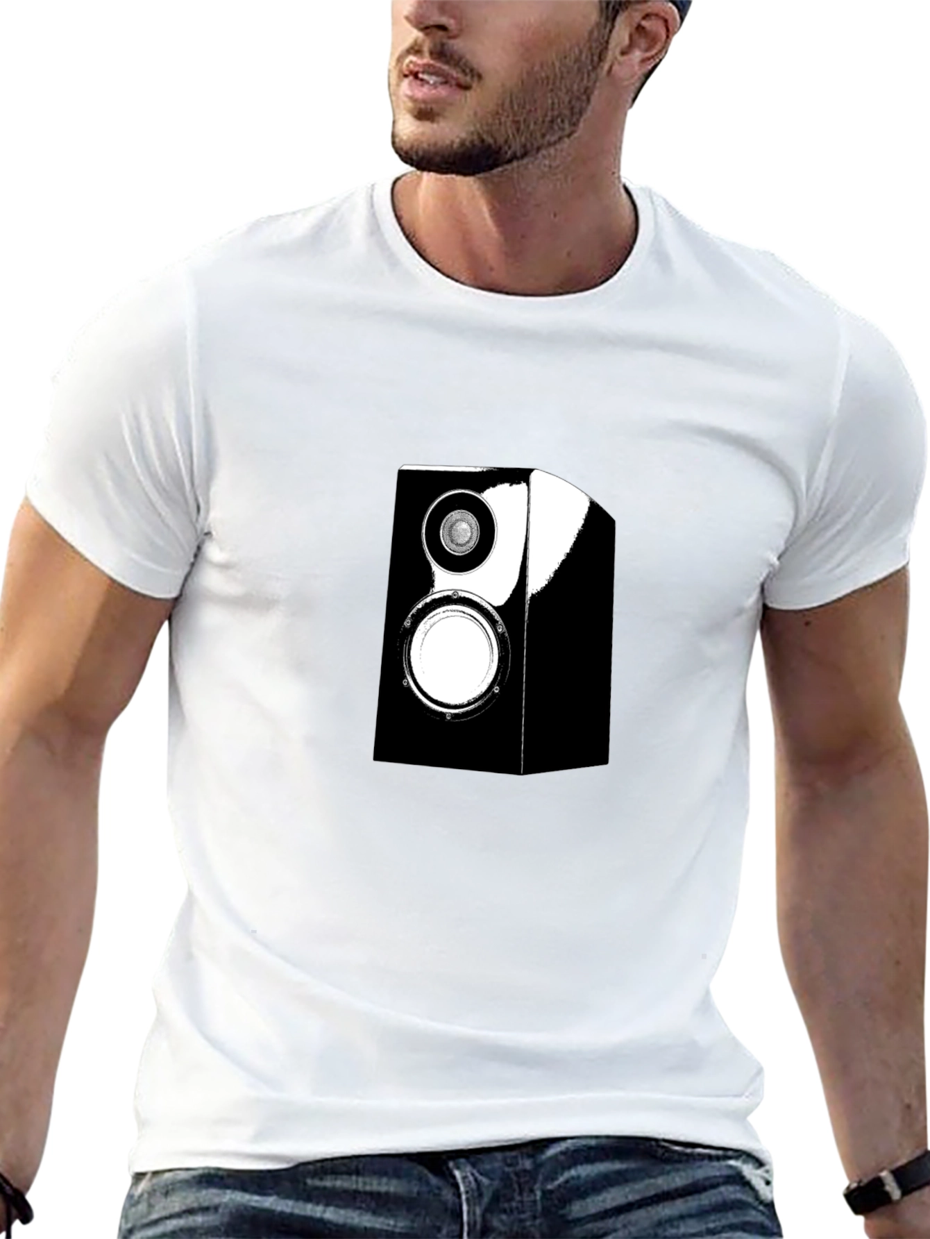 Speaker Graphic Tee - Black Cotton Casual Wear