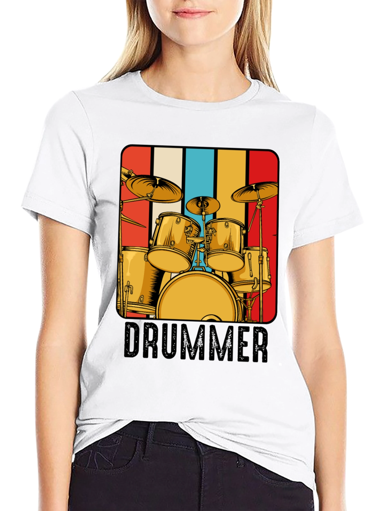 Drummer Retro T-Shirt - Music Lover Tee