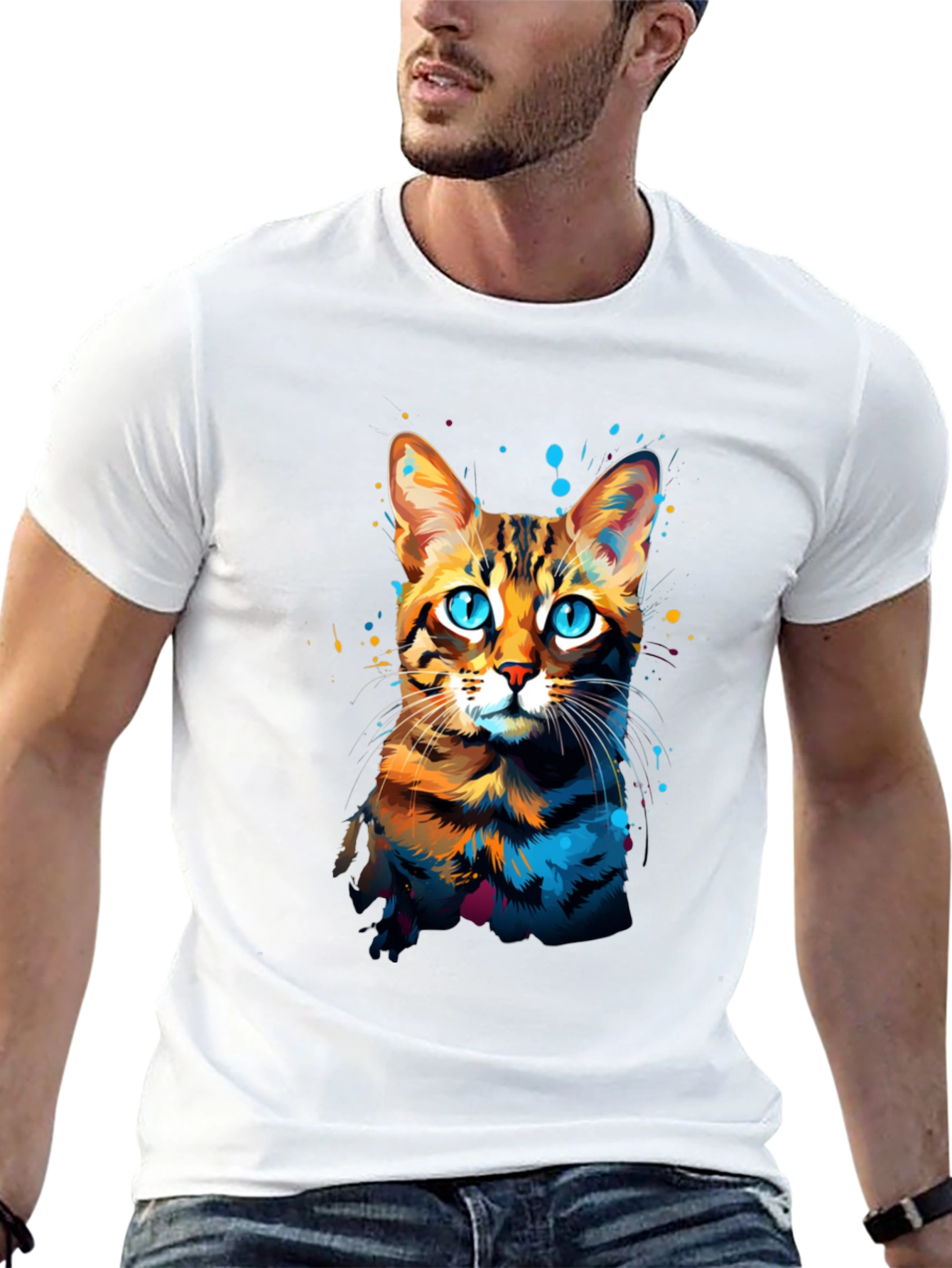Watercolor Cat Graphic T-Shirt