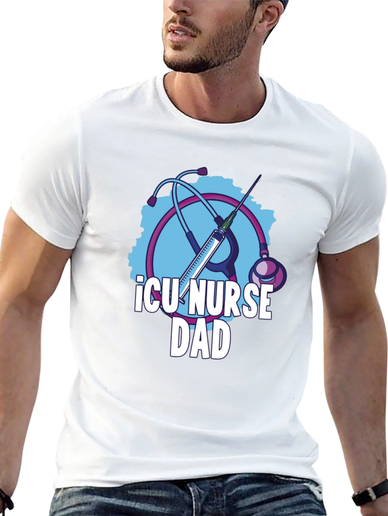 ICU Nurse Dad Graphic T-Shirt