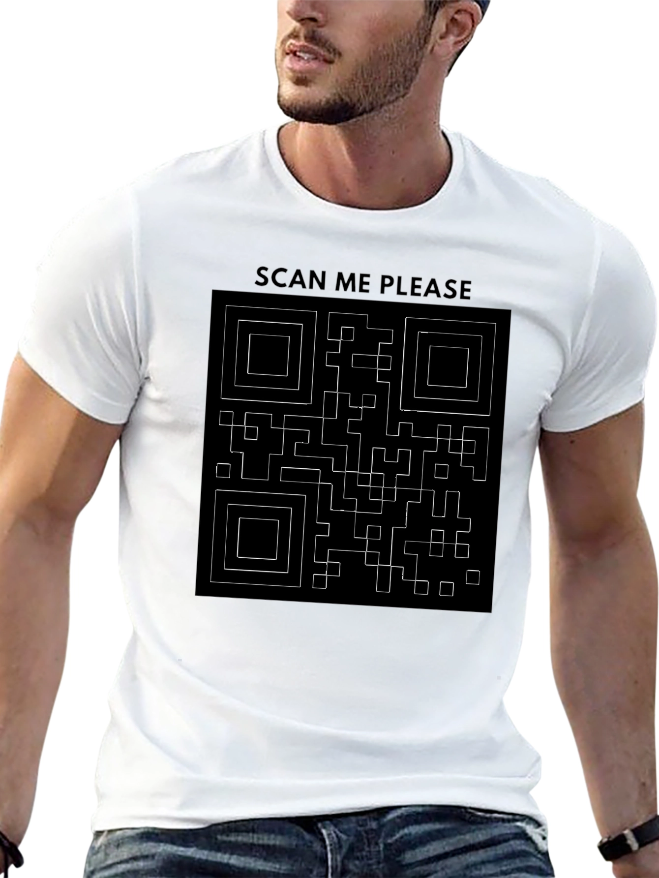 Scan Me QR Code Graphic T-Shirt - Black