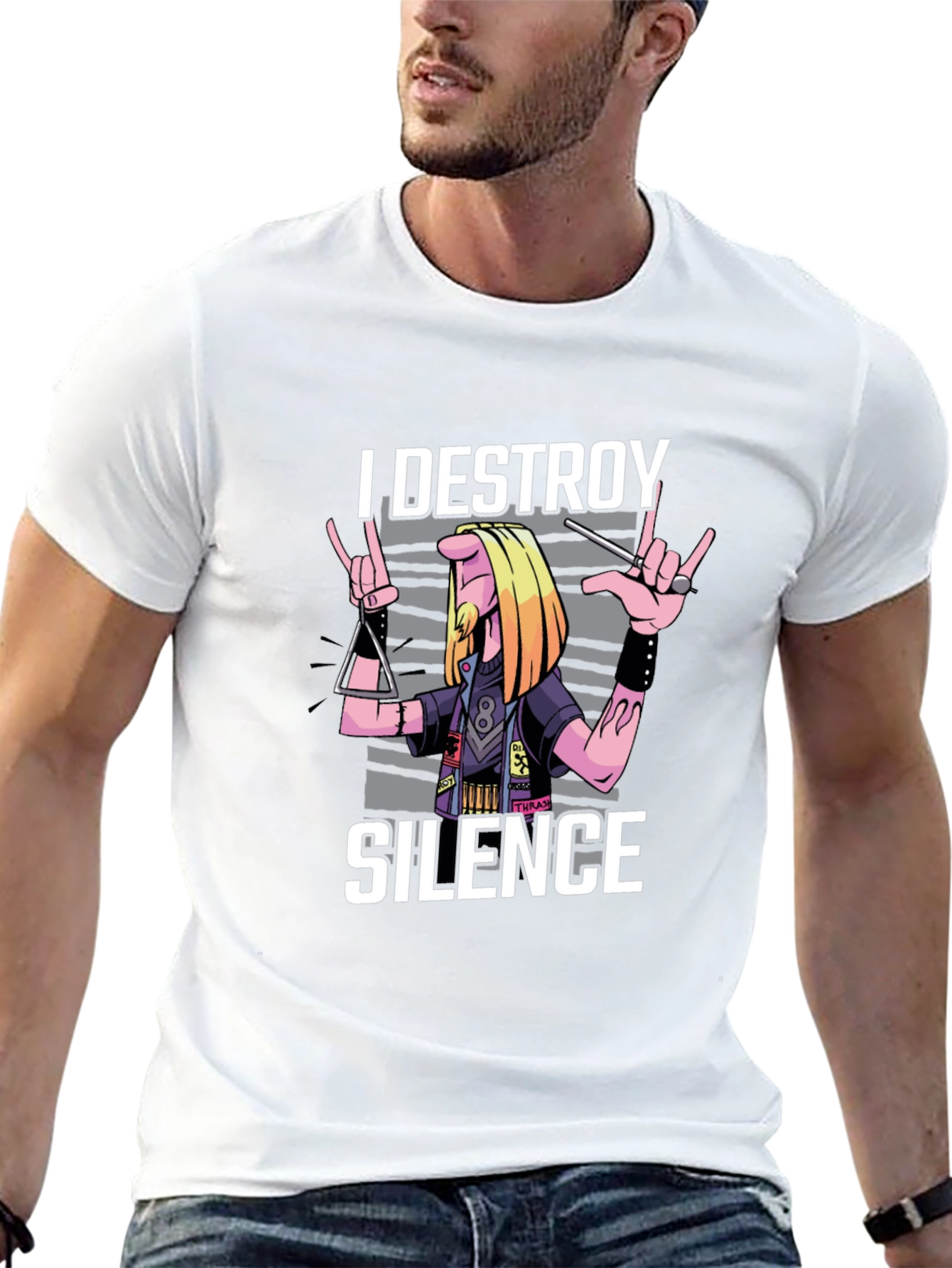 I Destroy Silence Funny Musician T-Shirt