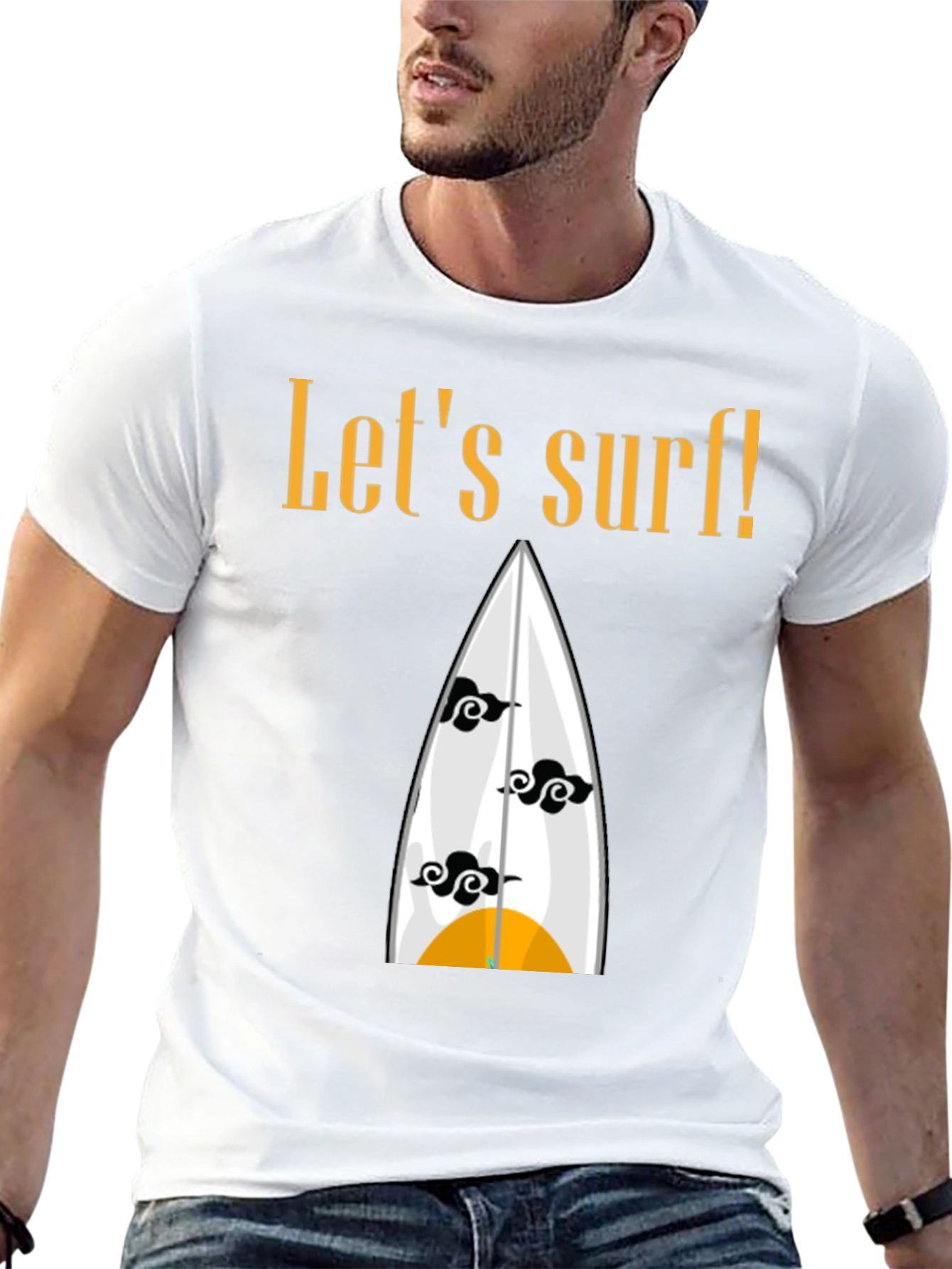 Lets Surf Graphic Tee - Black Cotton Shirt