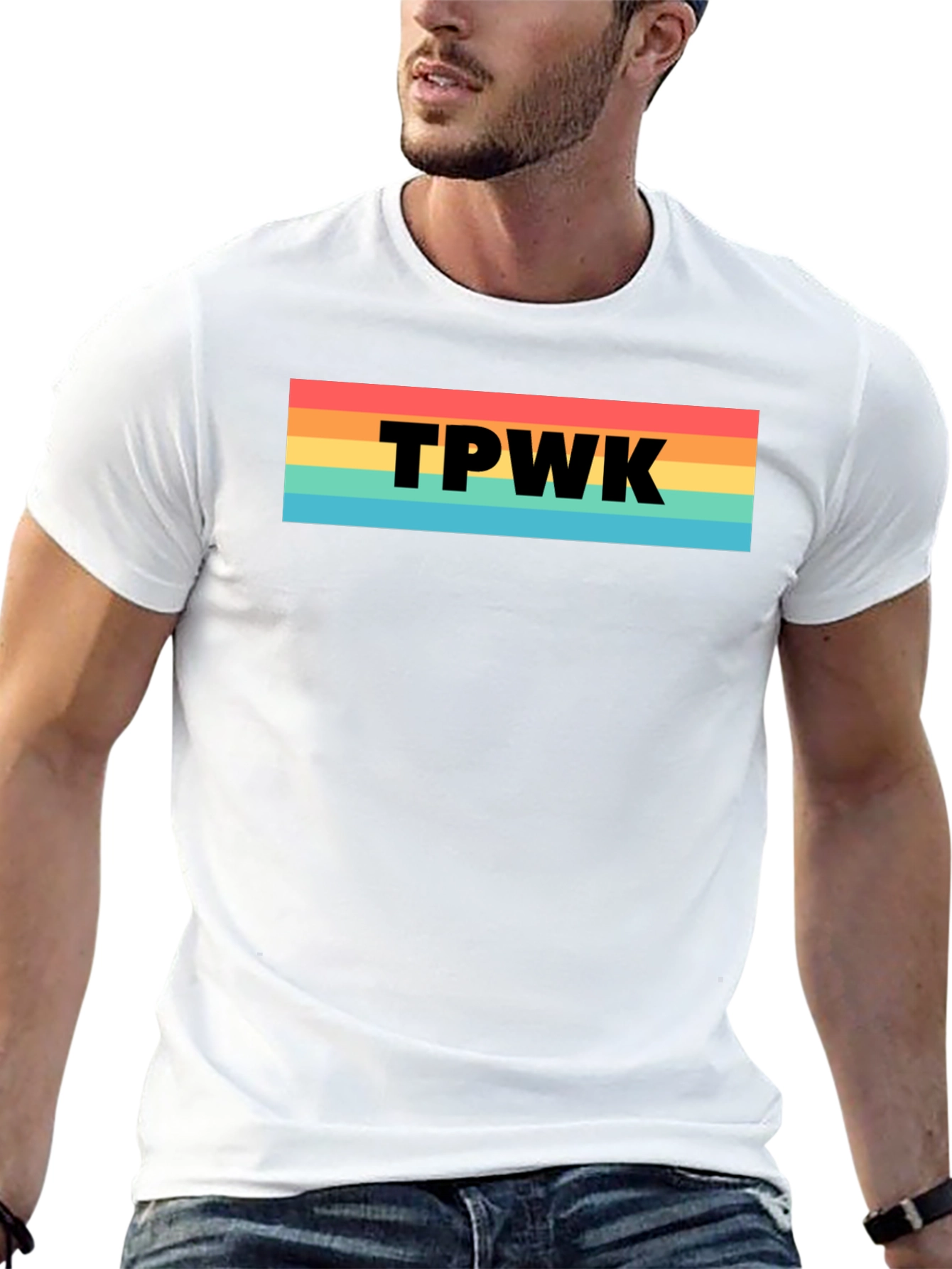 TPWK Rainbow Stripe T-Shirt - Trendy Casual Tee