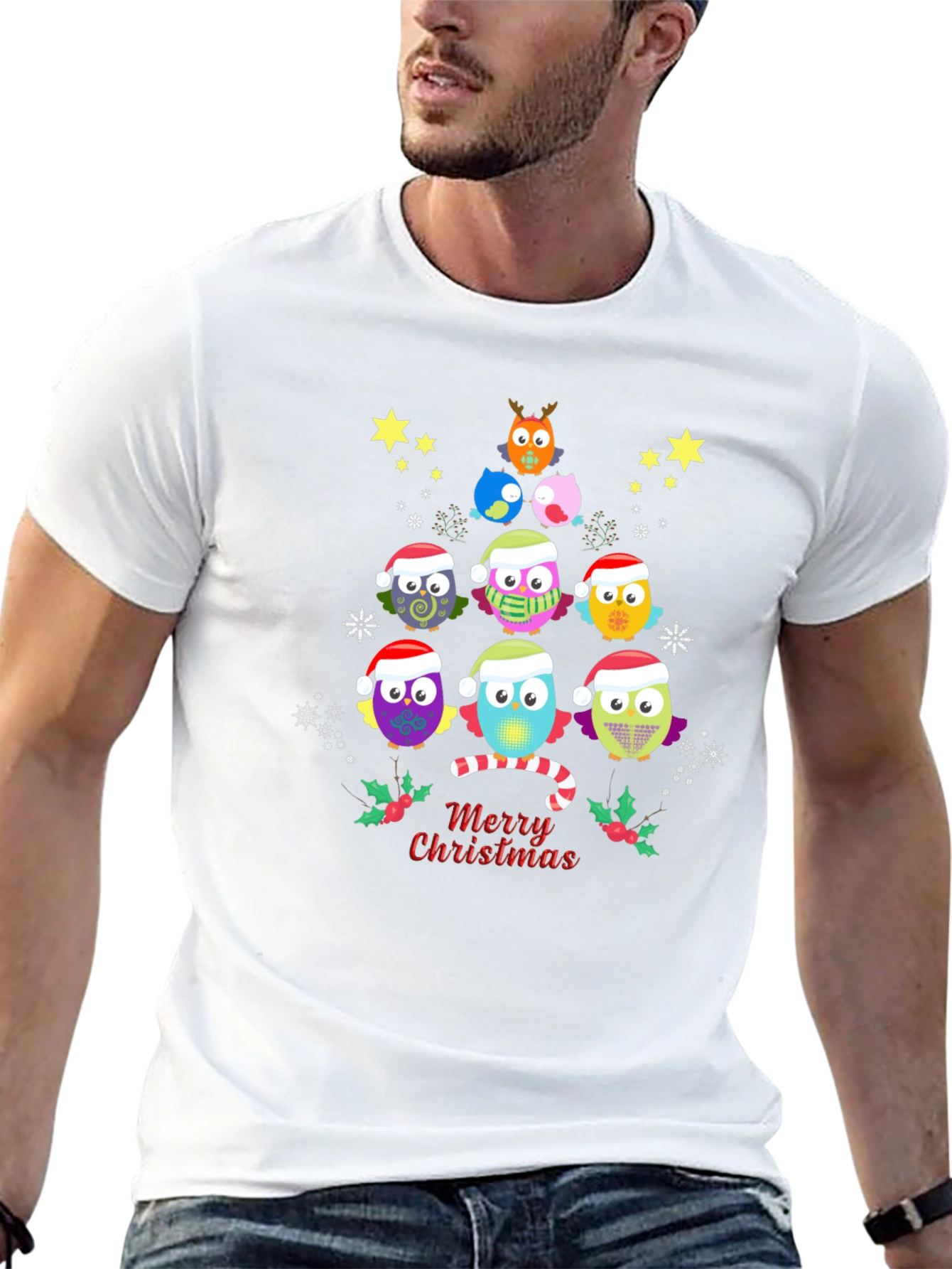 Christmas Owl Tree Graphic Tee