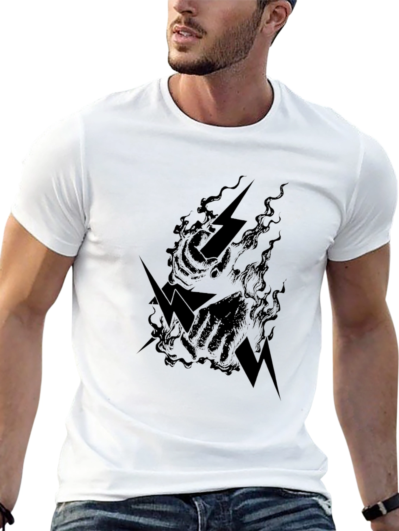 Electric Fist Graphic Print Black T-Shirt