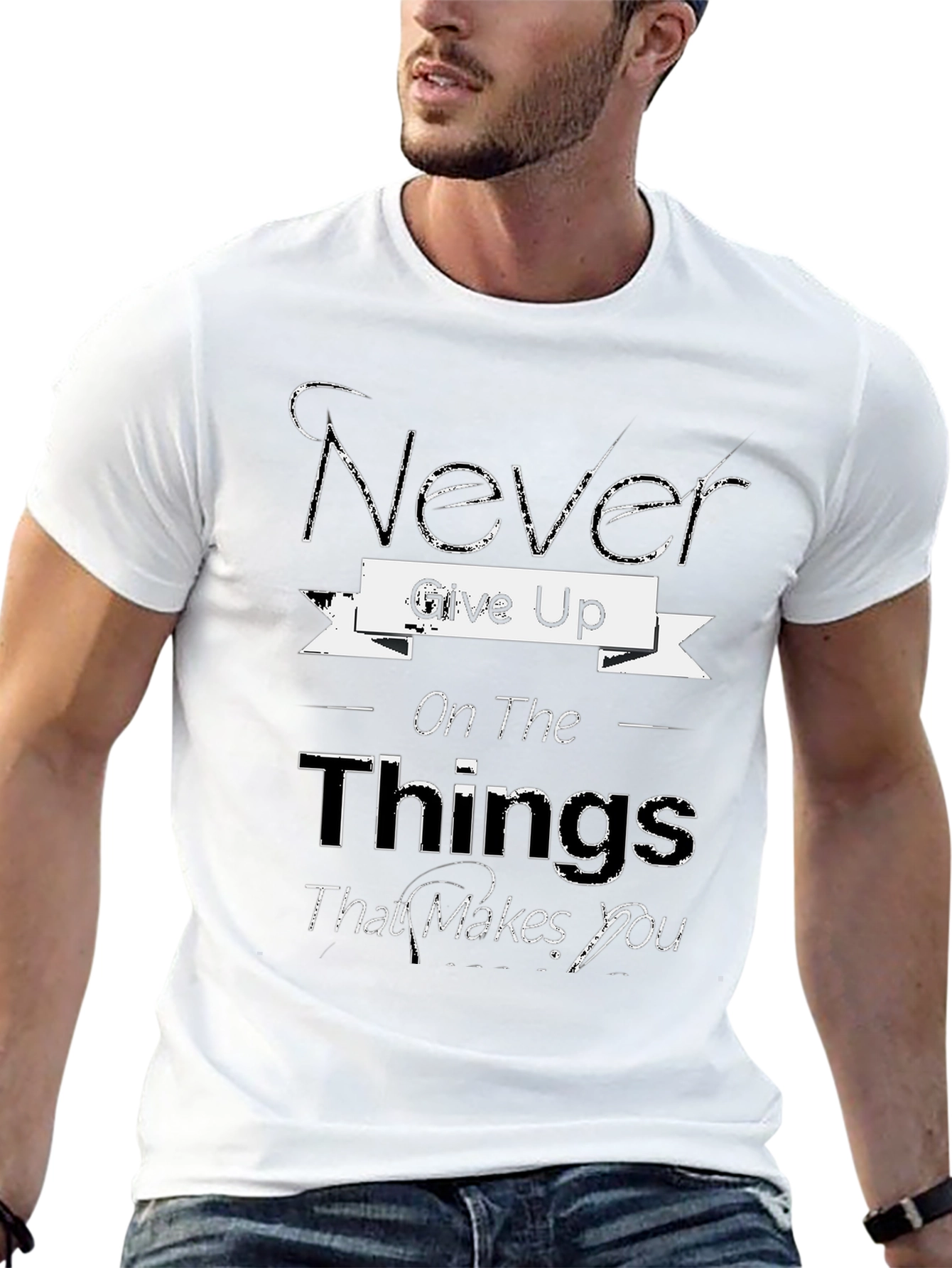 Inspirational Graphic Tee: Never Give Up T-Shirt