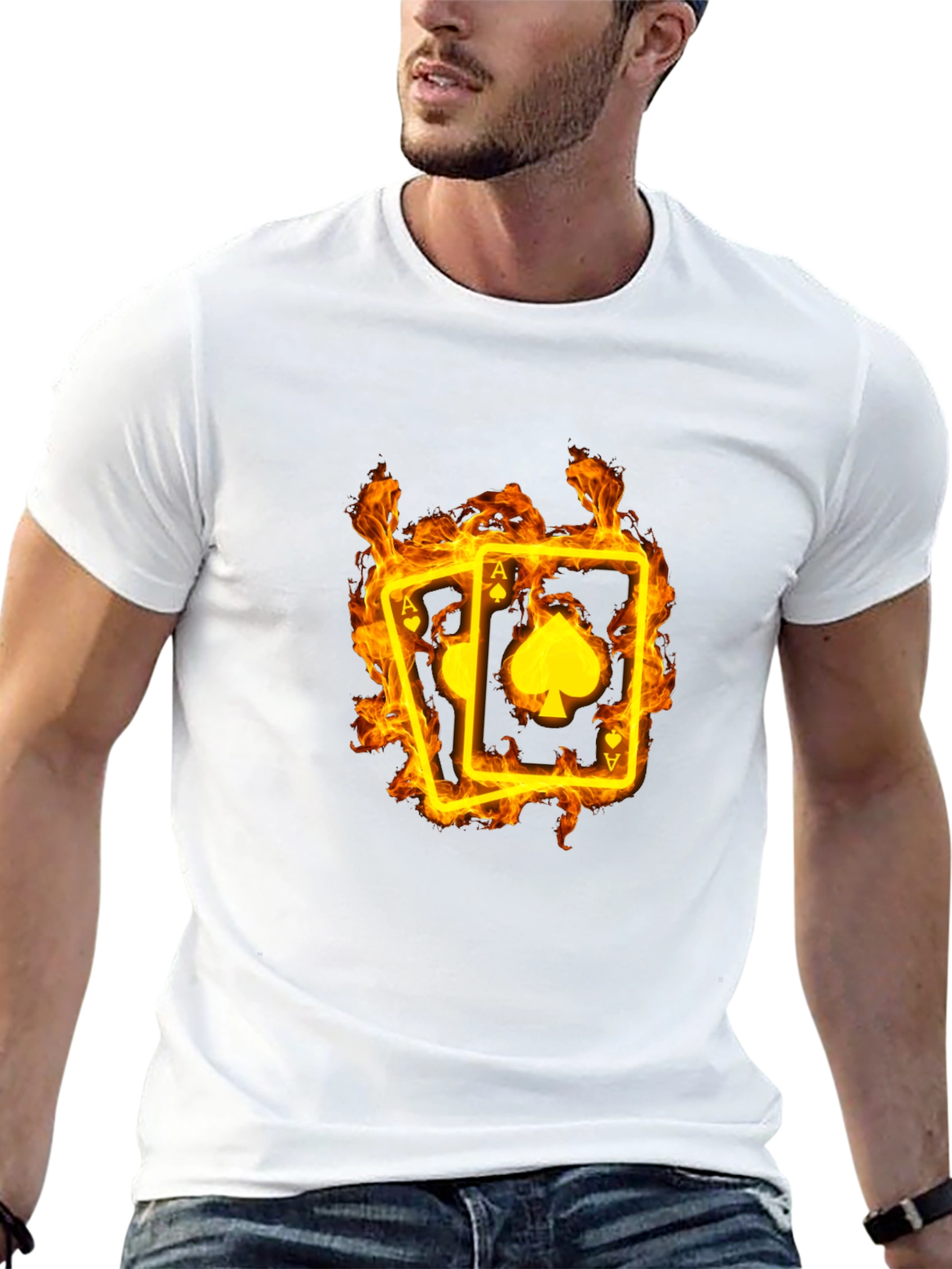 Ace of Spades Flaming Card Black T-Shirt