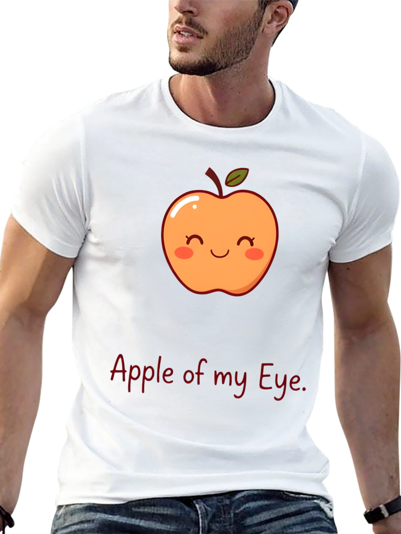 Cute Apple of My Eye Graphic Print T-Shirt