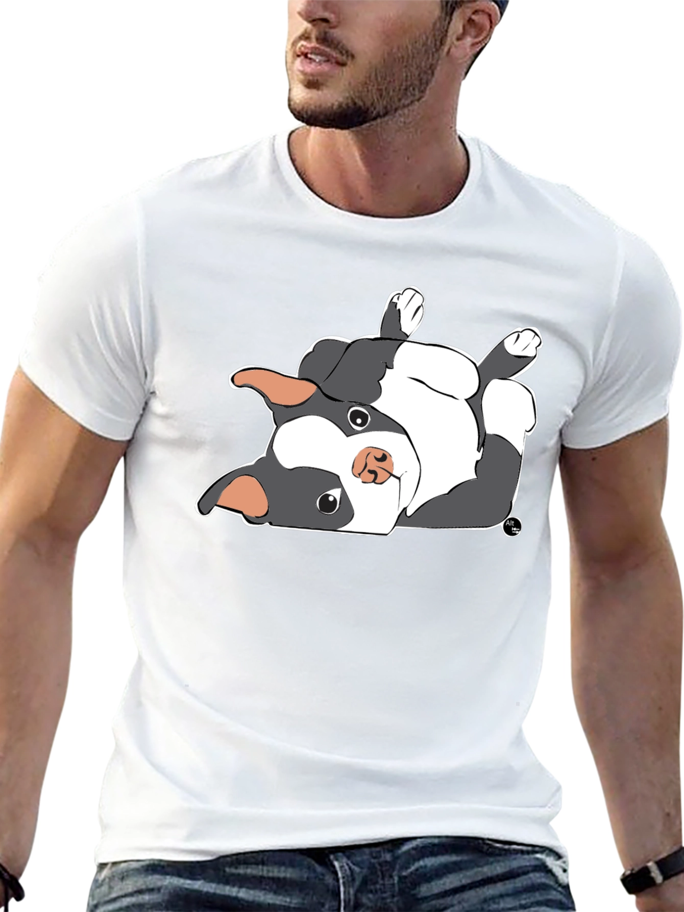 Upside Down Boston Terrier Graphic T-Shirt