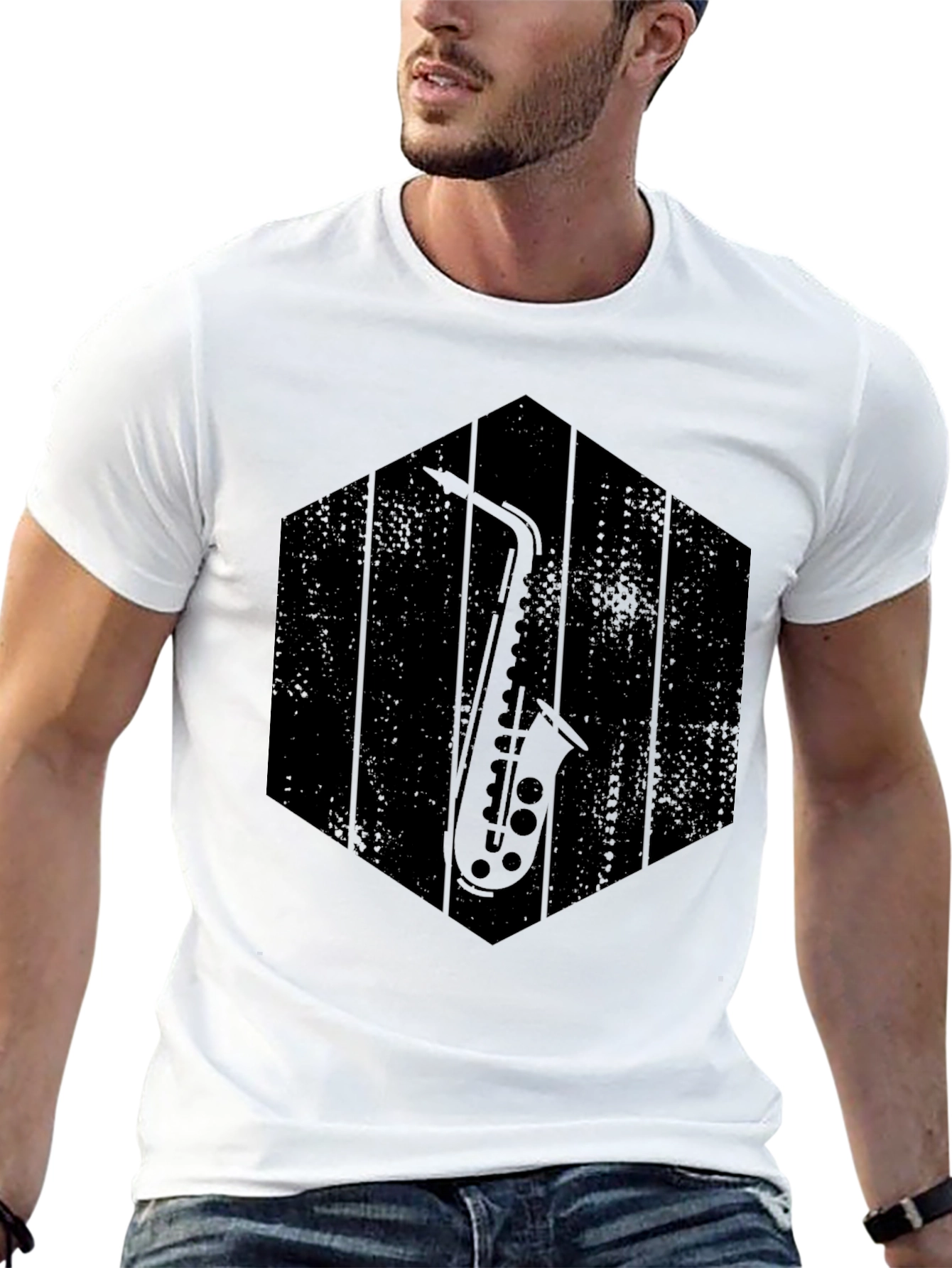Saxophone Graphic Tee - Musician Style Shirt