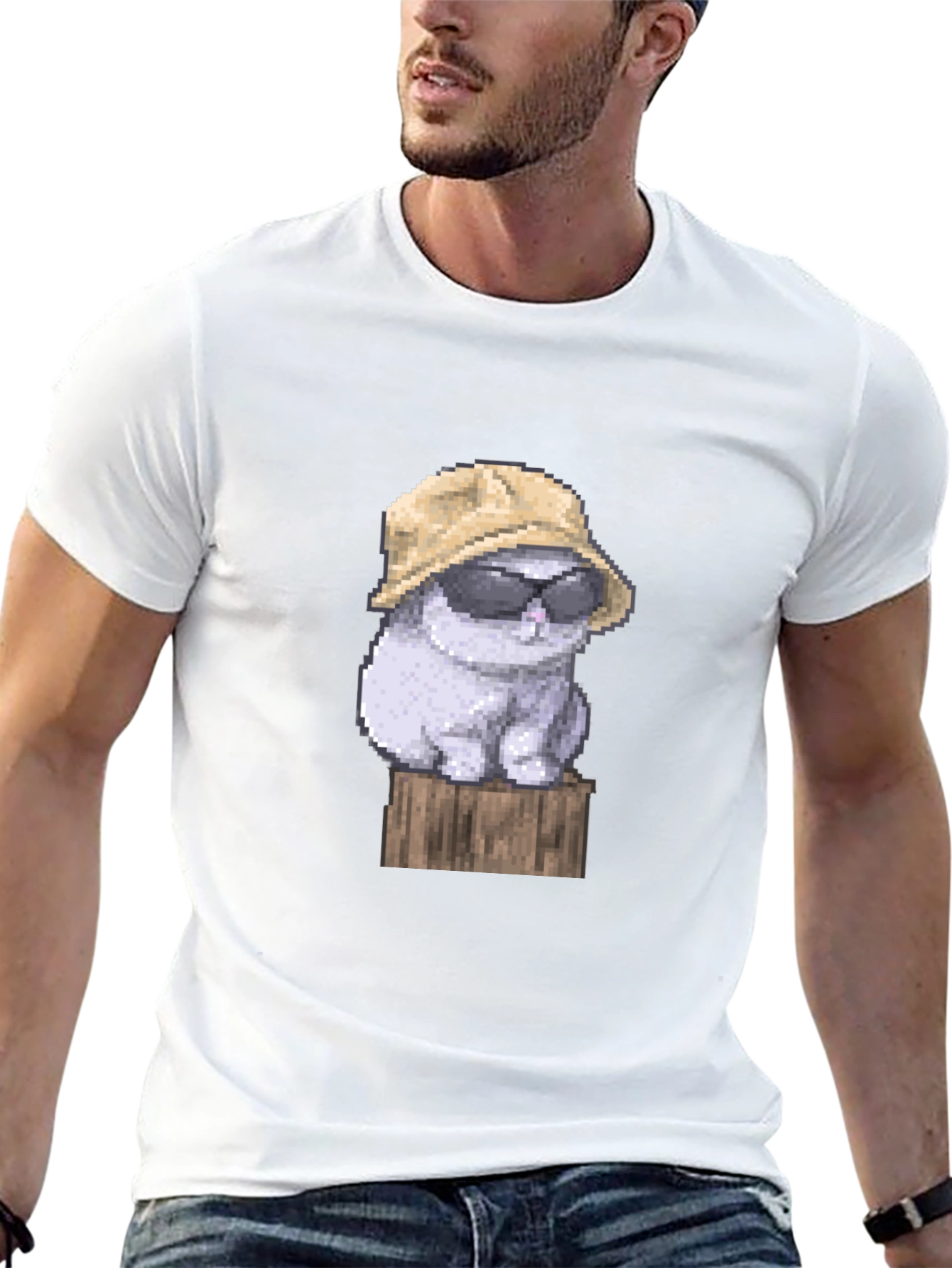 Pixel Cat T-Shirt - Funny Graphic Tee
