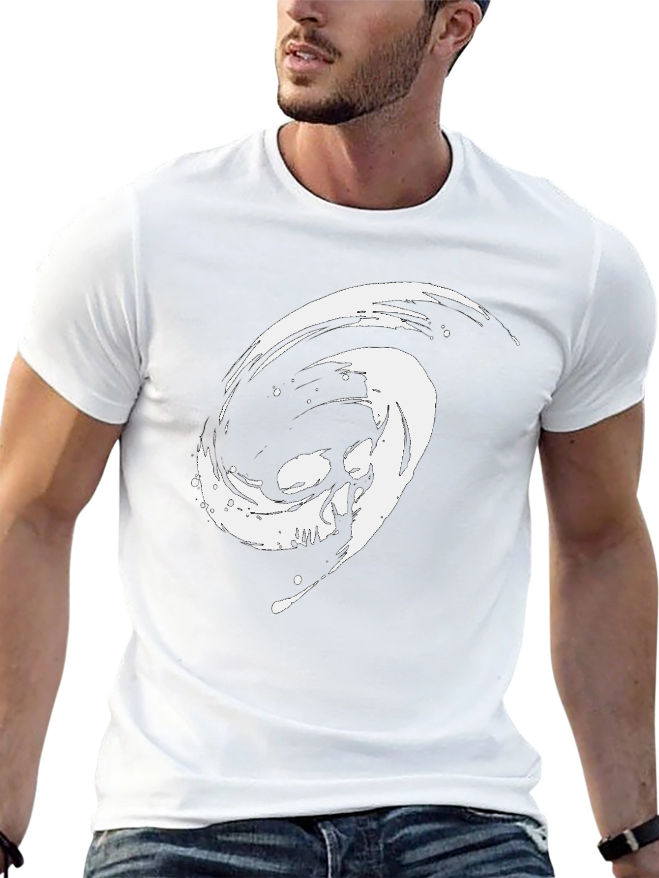 Edgy Skull Graphic Tee - Black Cotton T-Shirt