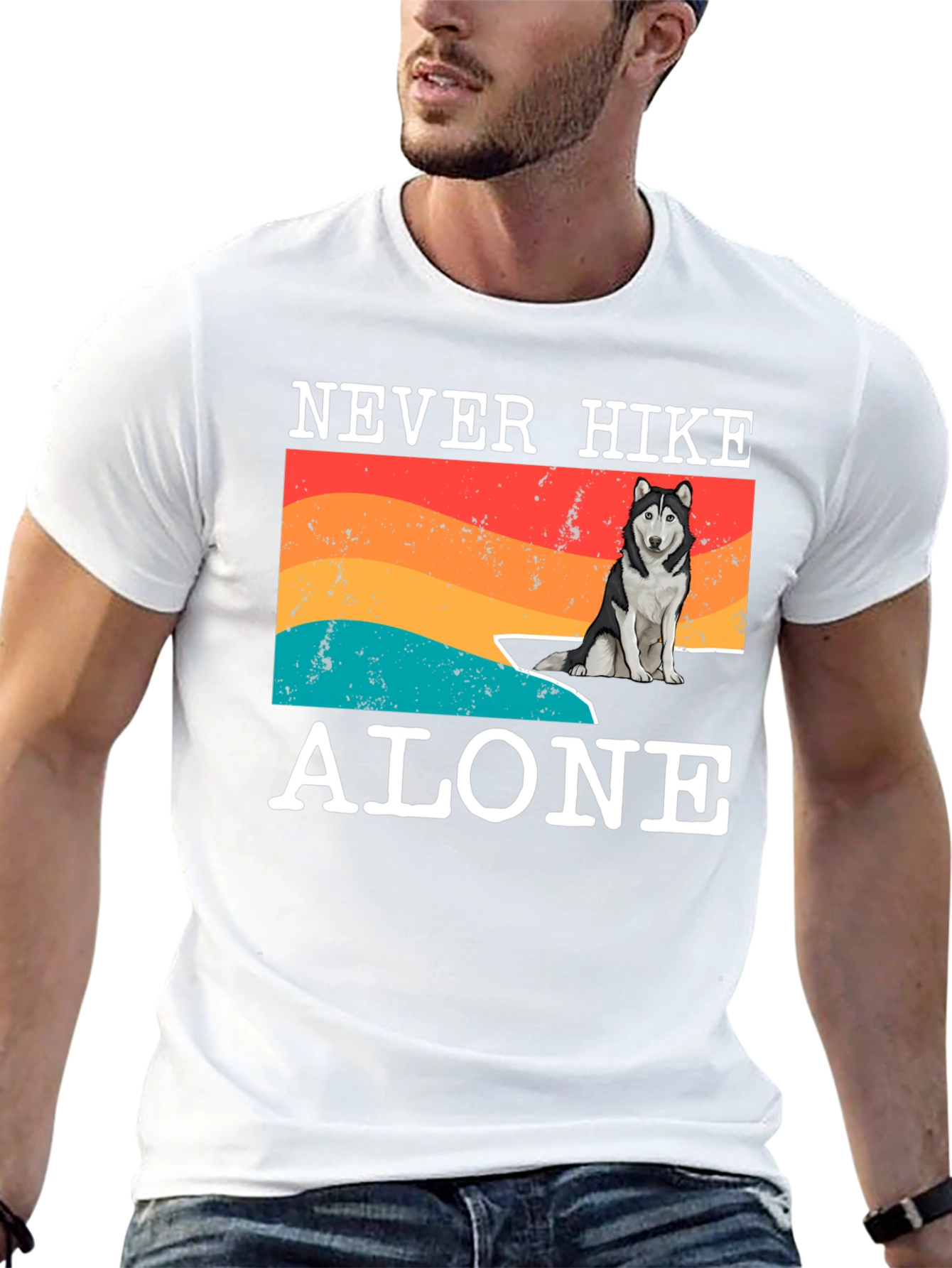 Never Hike Alone T-Shirt - Dog Lover Hiking Tee