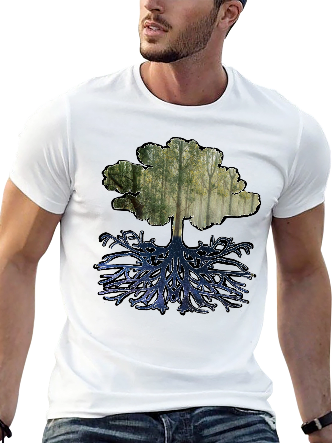 Nature Tree Graphic Tee - Black Cotton Blend