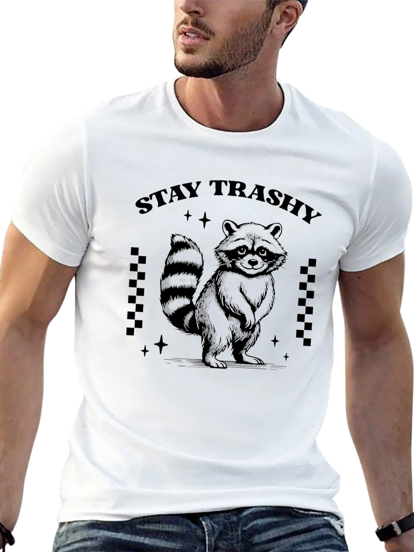 Stay Trashy Raccoon Graphic T-Shirt