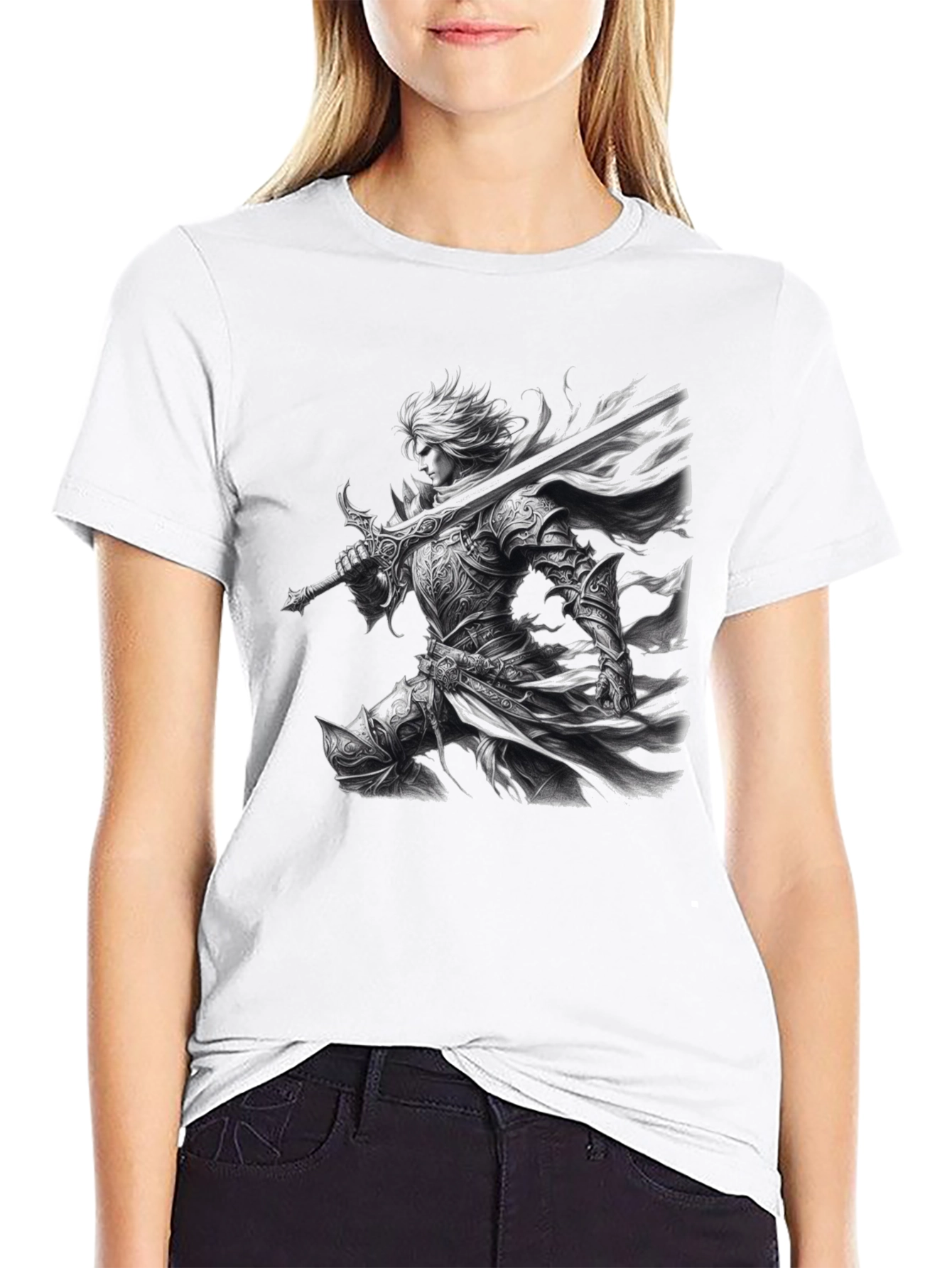 Warrior Graphic Print Black T-Shirt