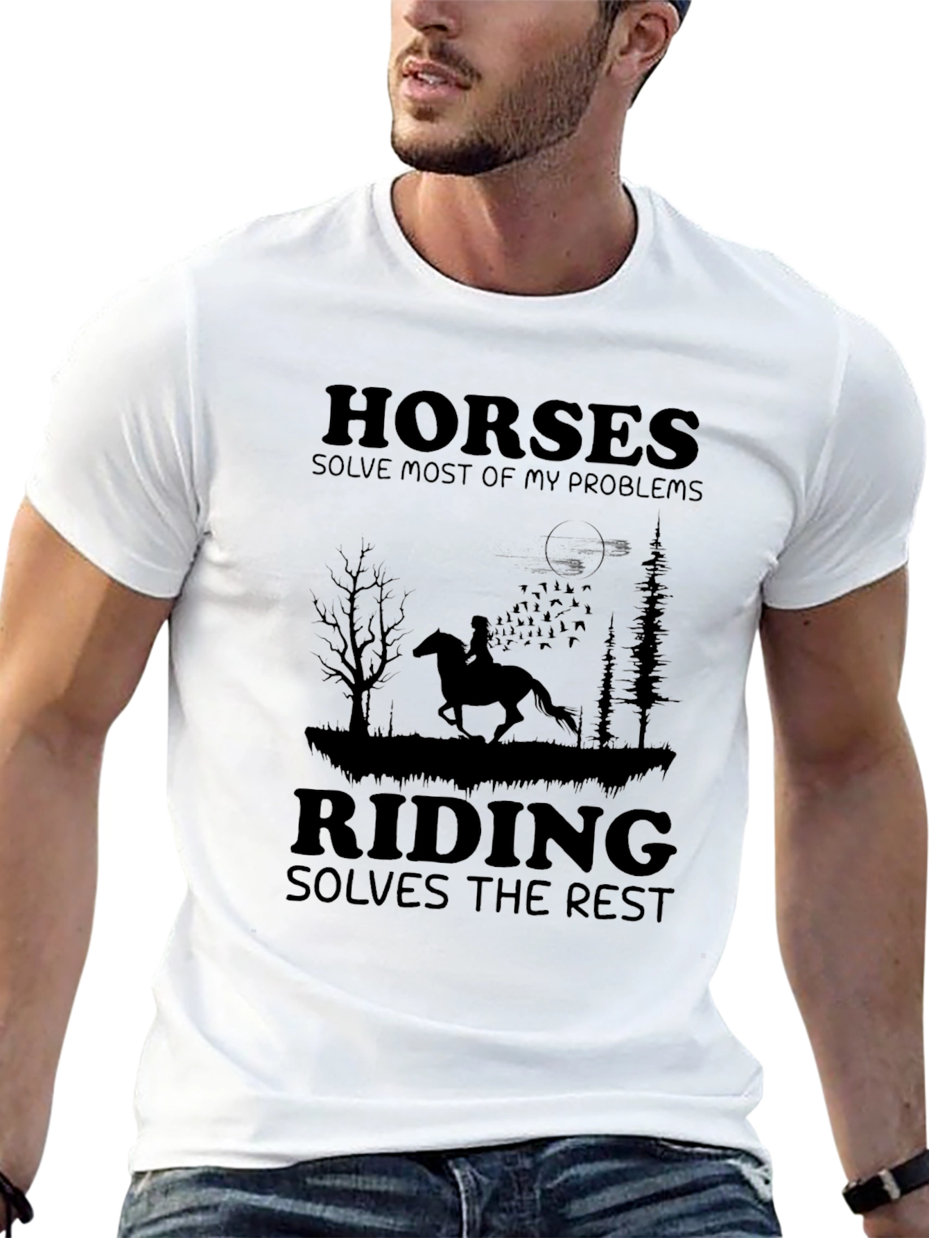 Horses Solve My Problems Riding T-Shirt