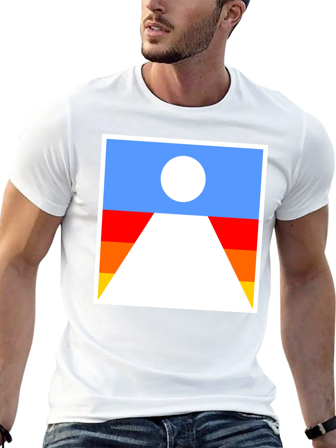 Abstract Sunset Graphic Tee - Soft Black Cotton T-Shirt