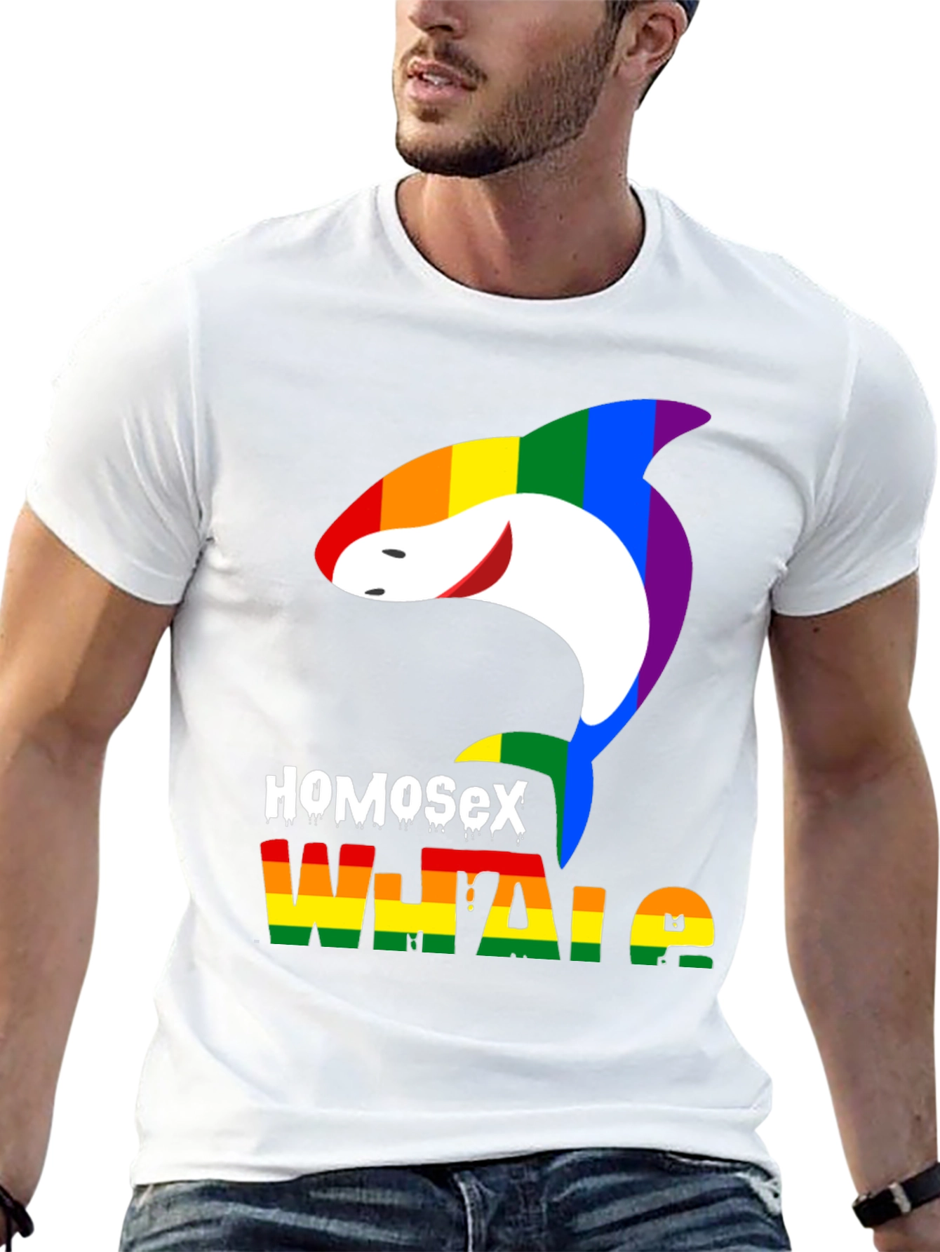 HomoSex Whale T-Shirt - Pride Rainbow Design