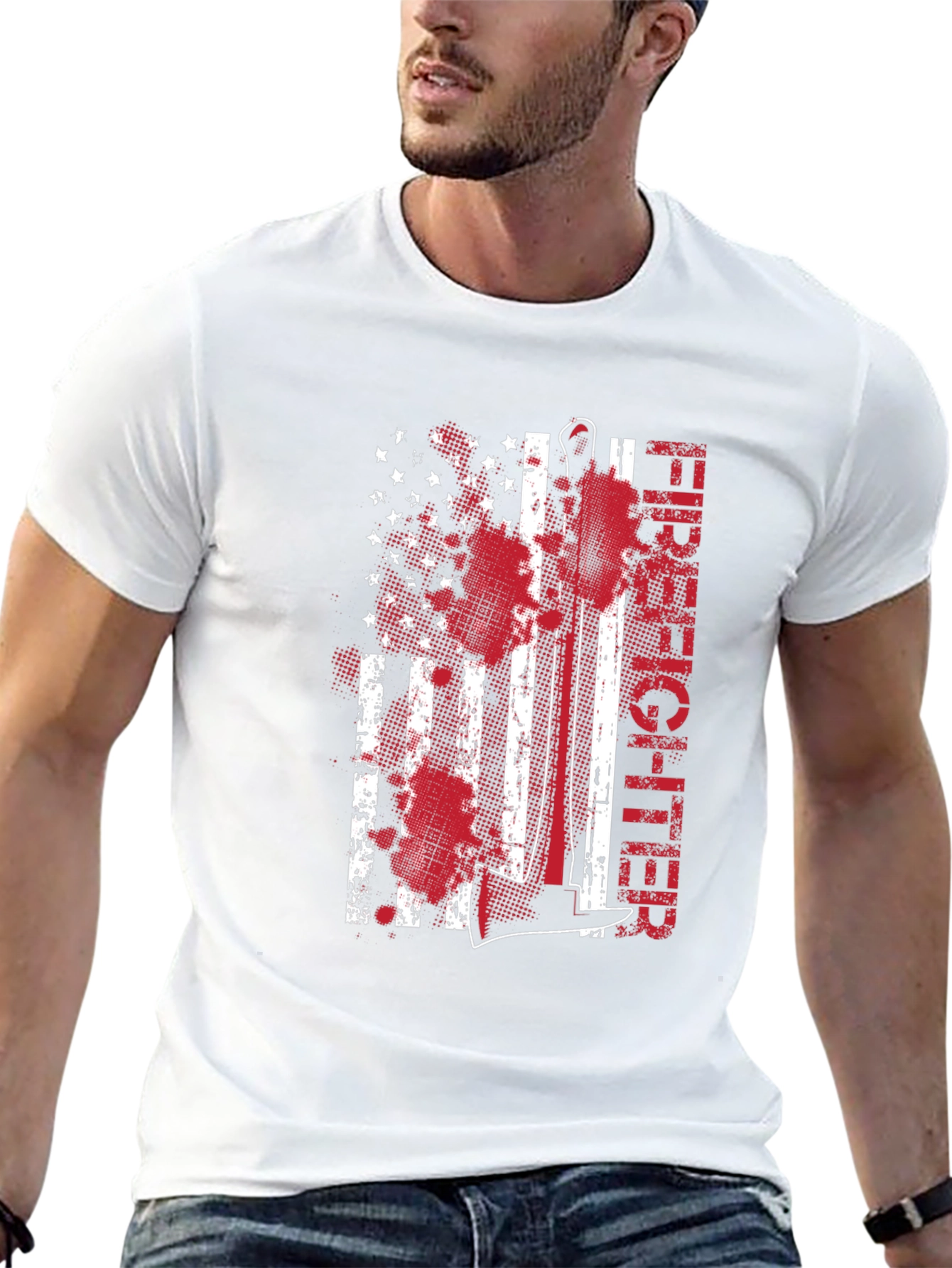 Firefighter American Flag Graphic Tee