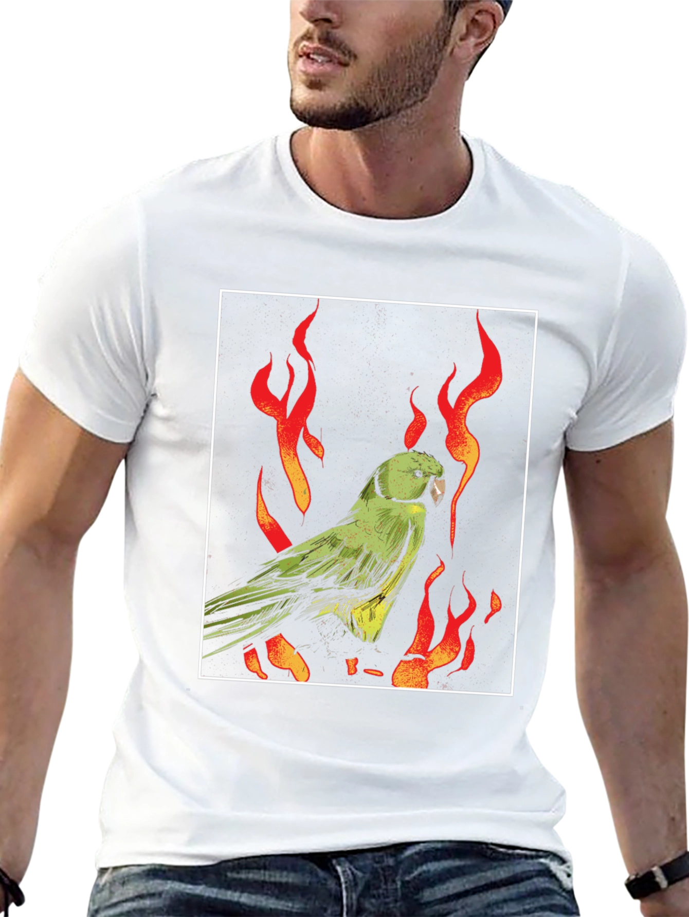 Parrot in Flames Graphic Tee