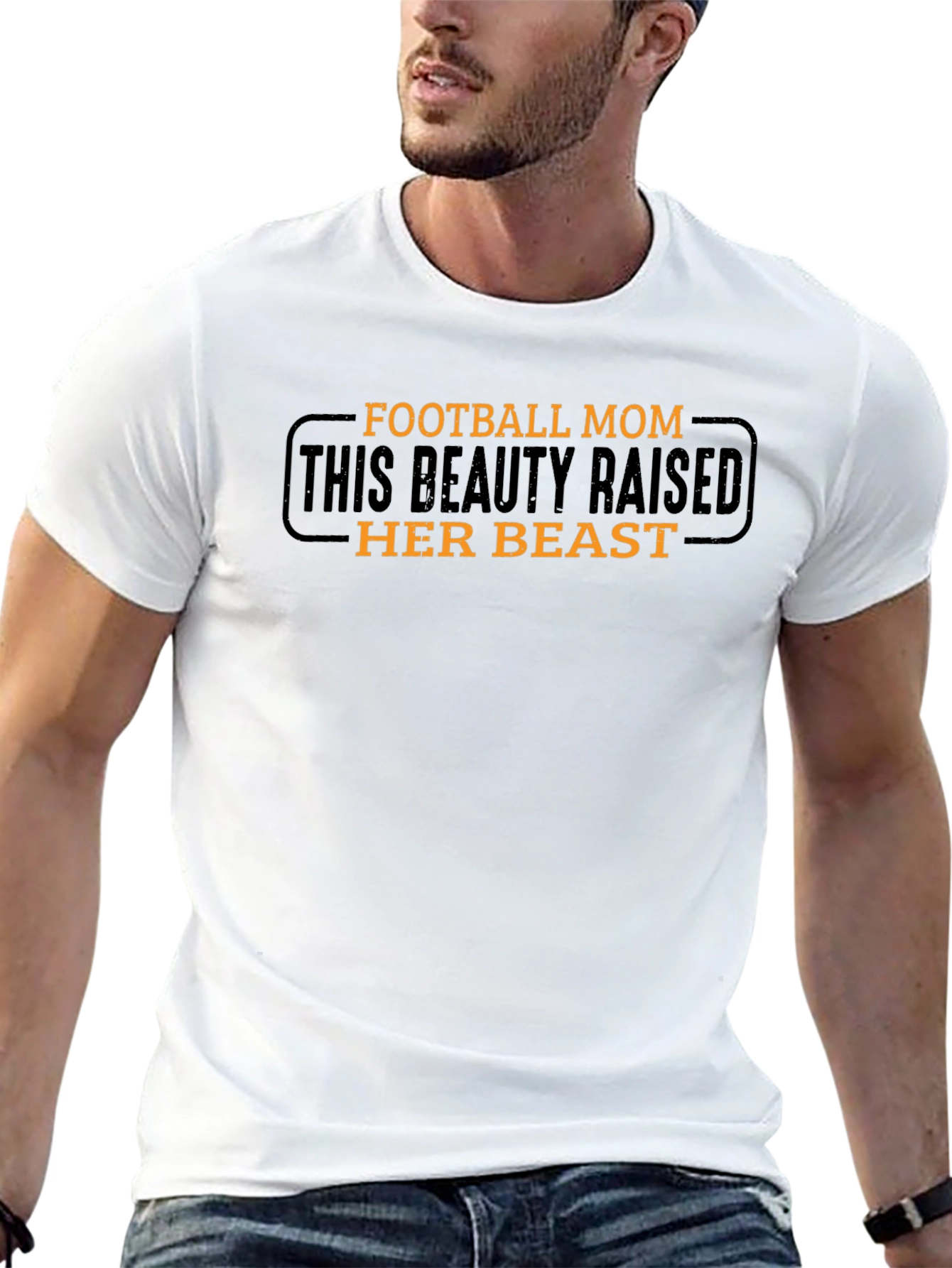 Football Mom Graphic T-Shirt - Raised Her Beast