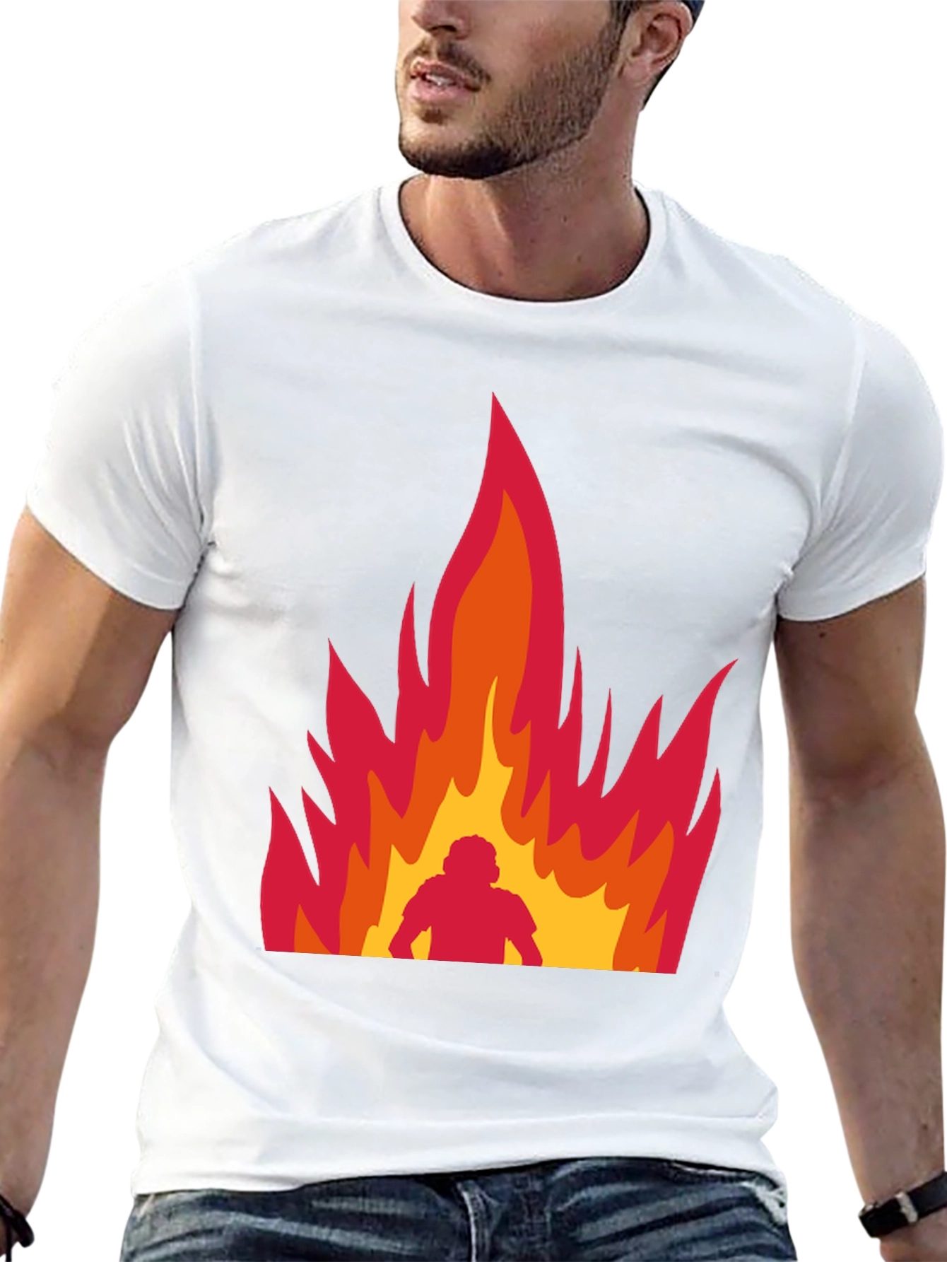 Flaming Man Graphic Tee - Bold Statement Shirt