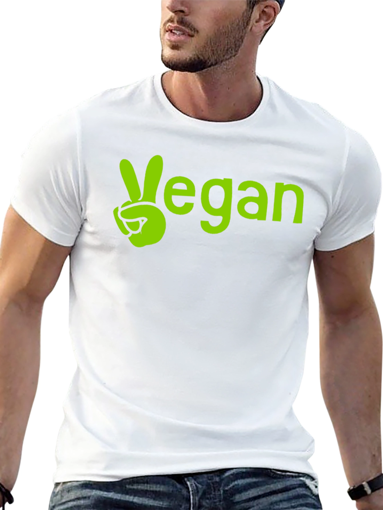 Vegan Peace Sign Graphic Tee - Unisex Black T-Shirt