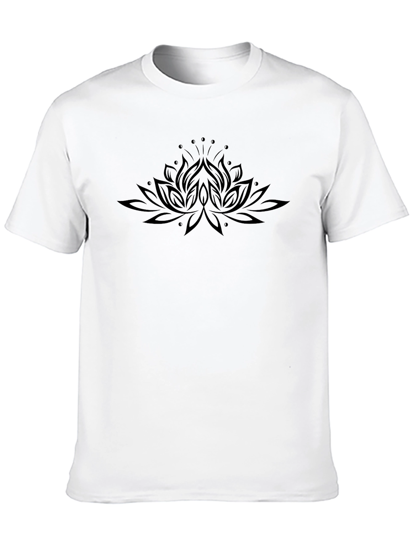 Black Lotus Flower Graphic Tee - Soft Cotton Blend