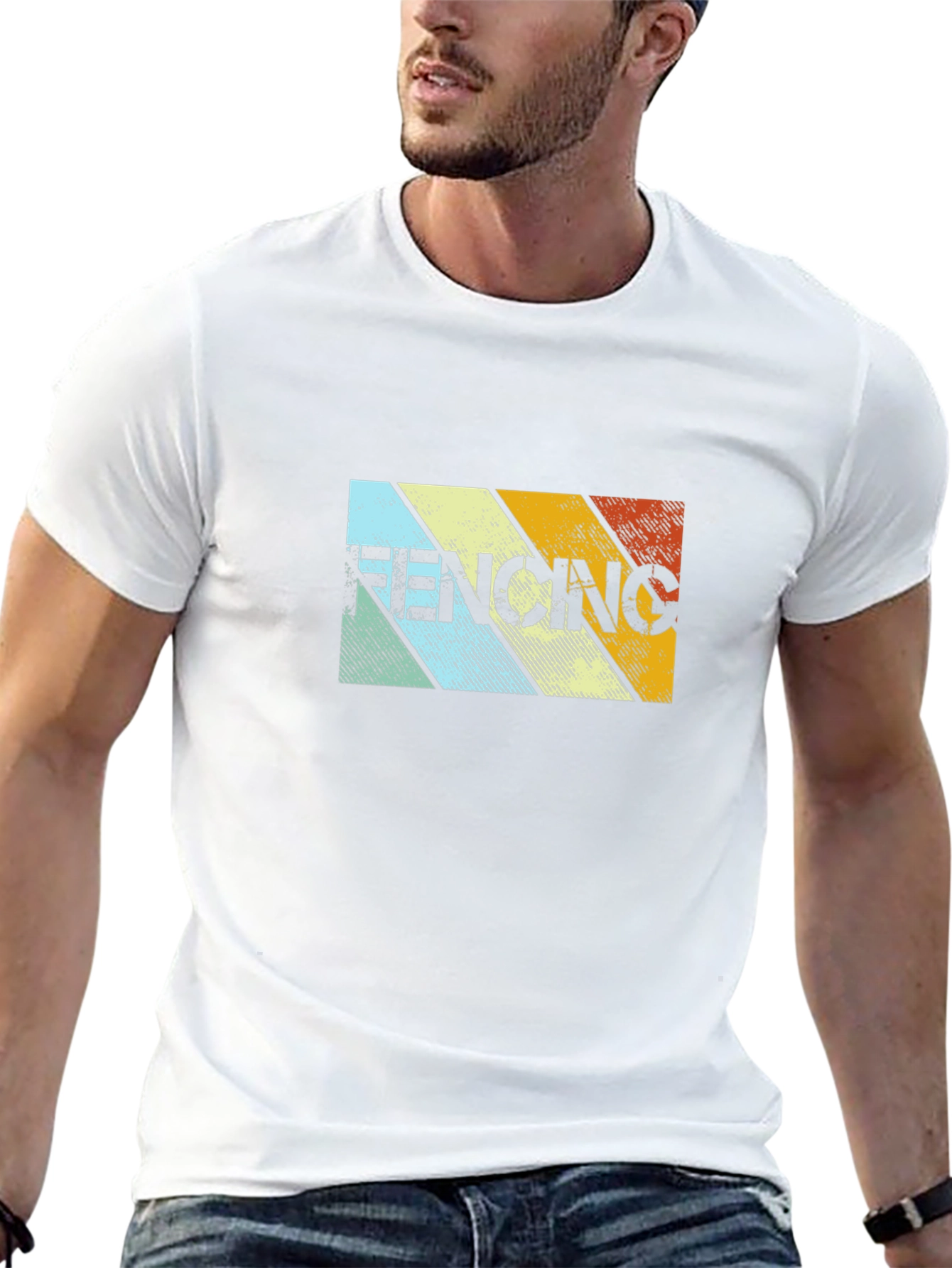 Retro Fencing Graphic T-Shirt - Black