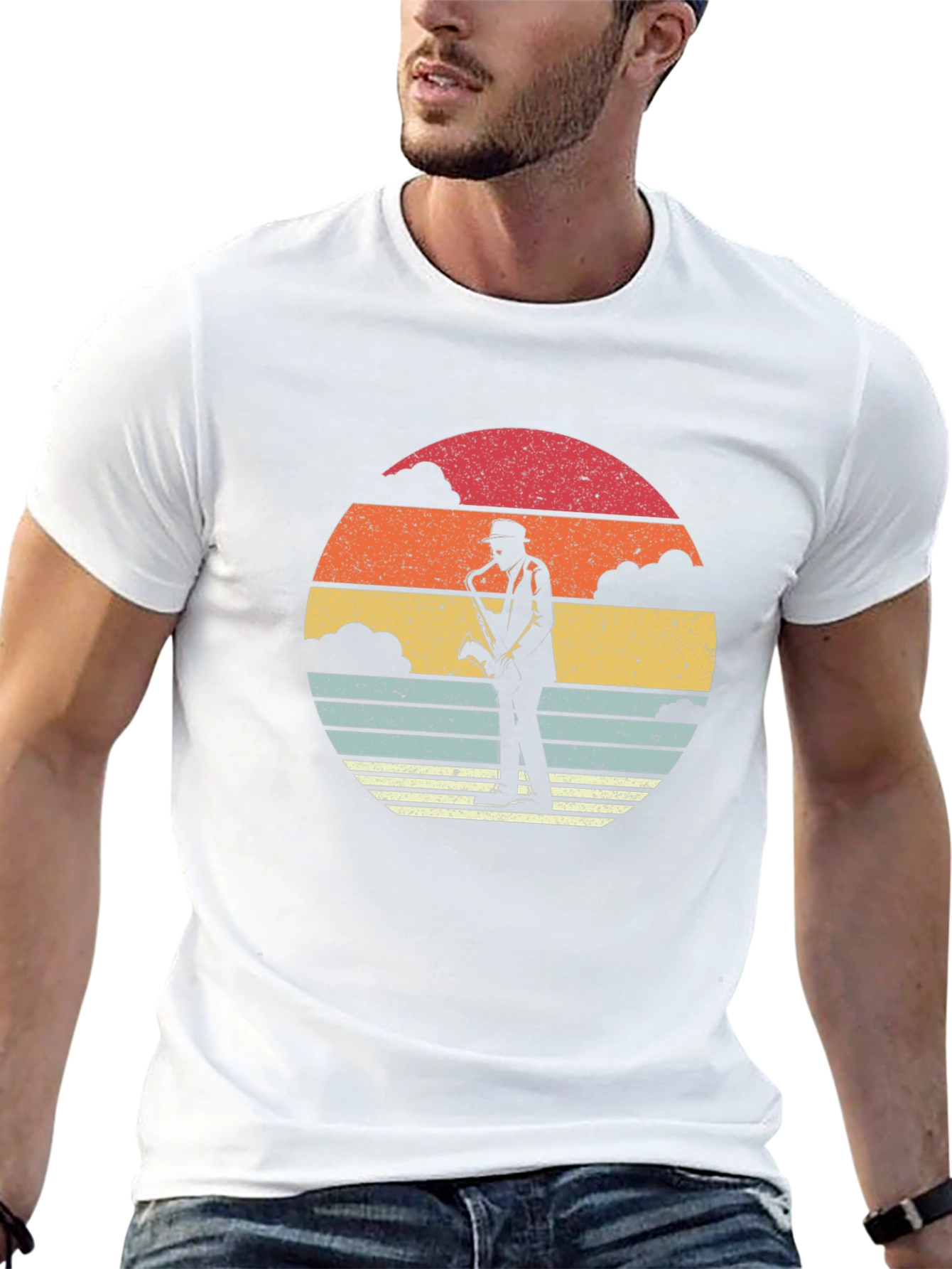 Retro Saxophone Sunset Graphic T-Shirt