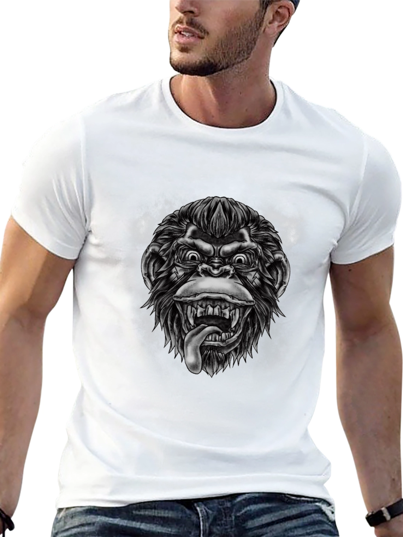 Graphic Monkey T-Shirt - Black